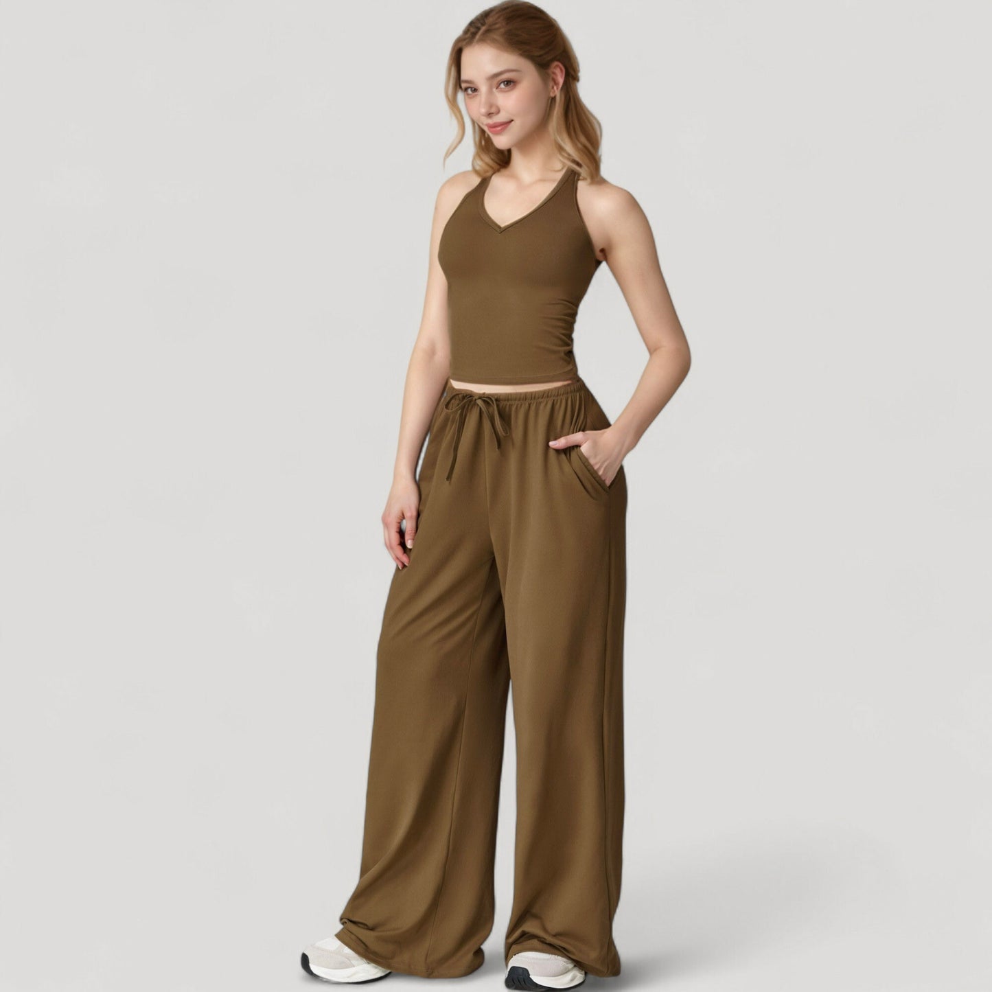 Wide Leg Lounge Pants with Drawstring Waist and Relaxed Fit for All-Day Comfort