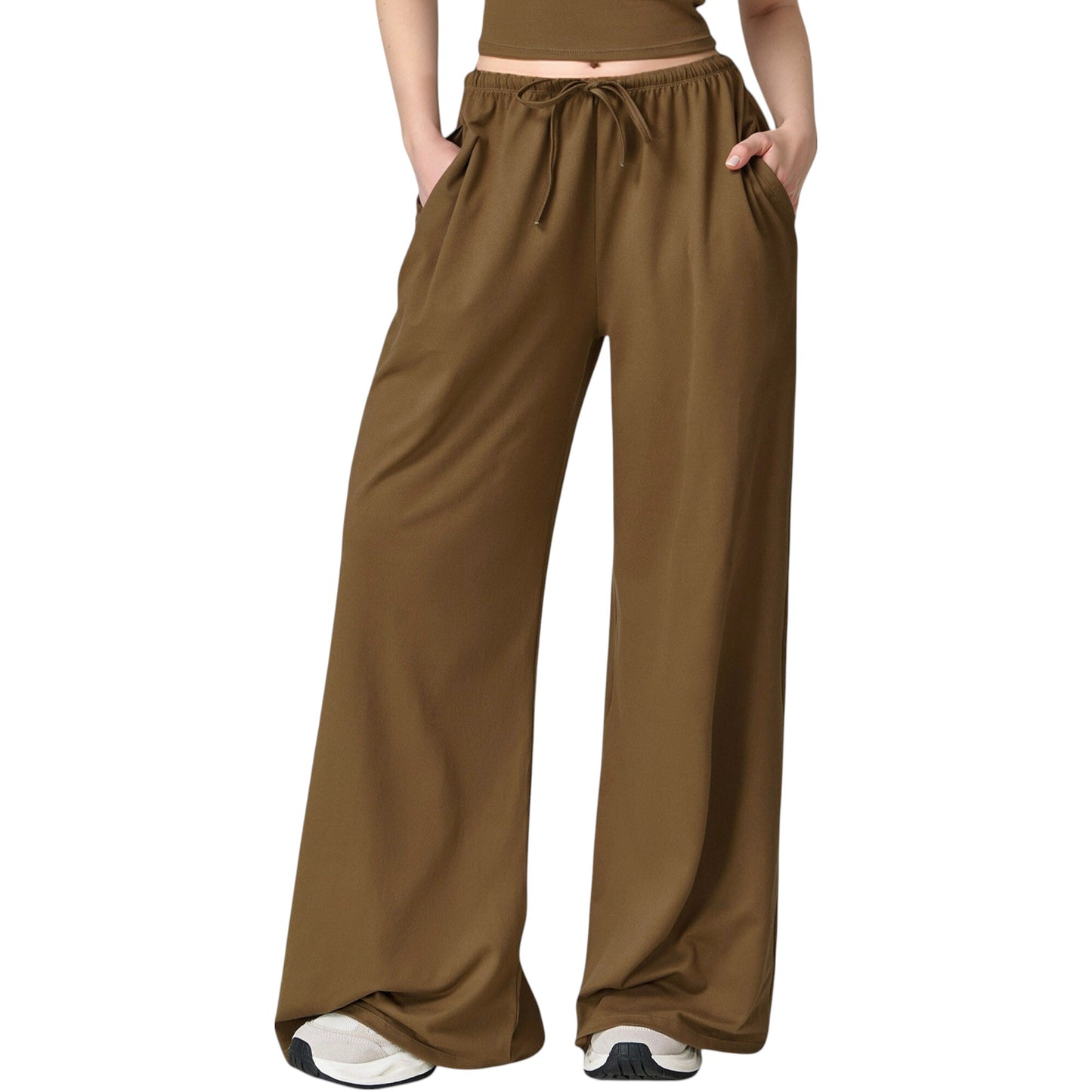 Wide Leg Lounge Pants with Drawstring Waist and Relaxed Fit for All-Day Comfort