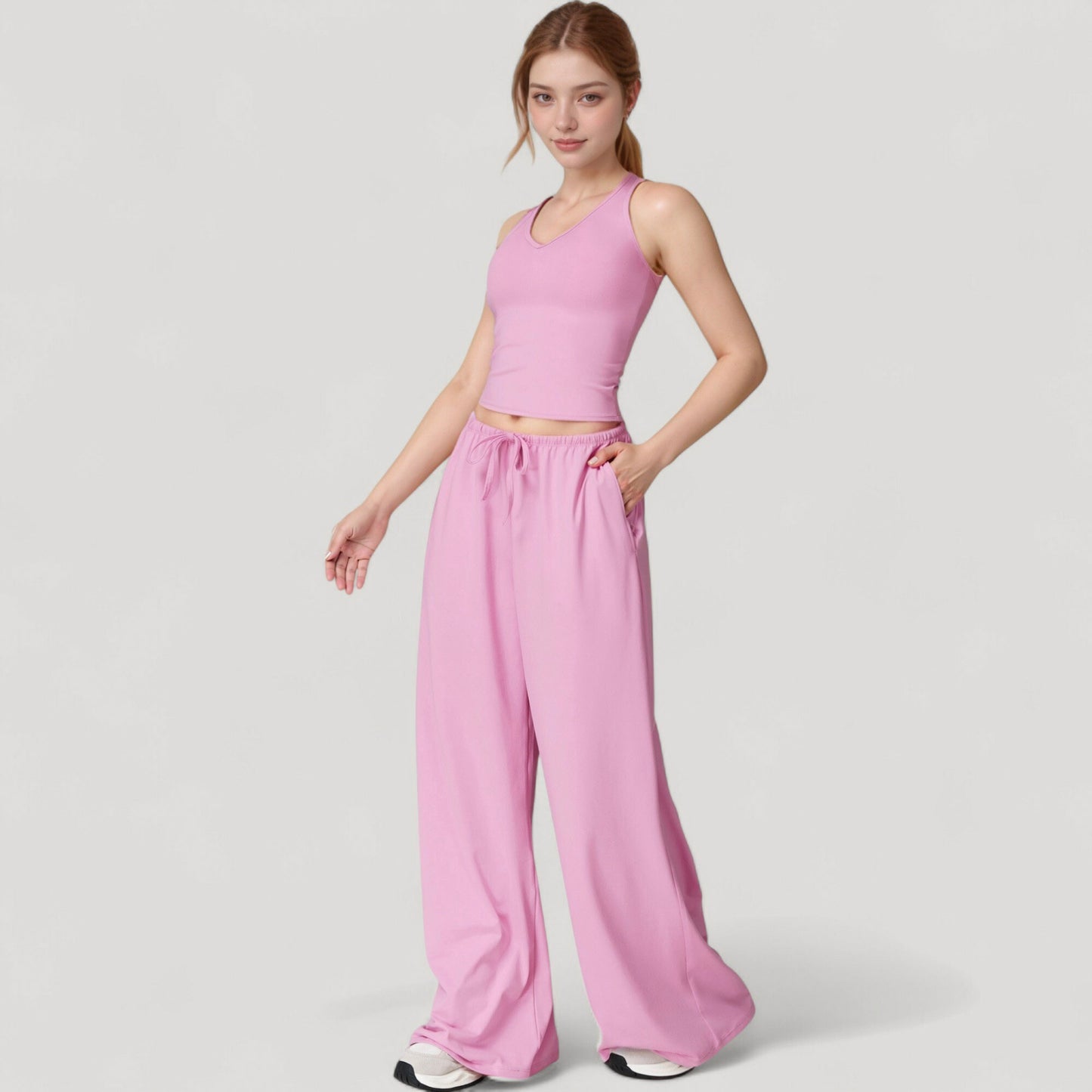 Wide Leg Lounge Pants with Drawstring Waist and Relaxed Fit for All-Day Comfort