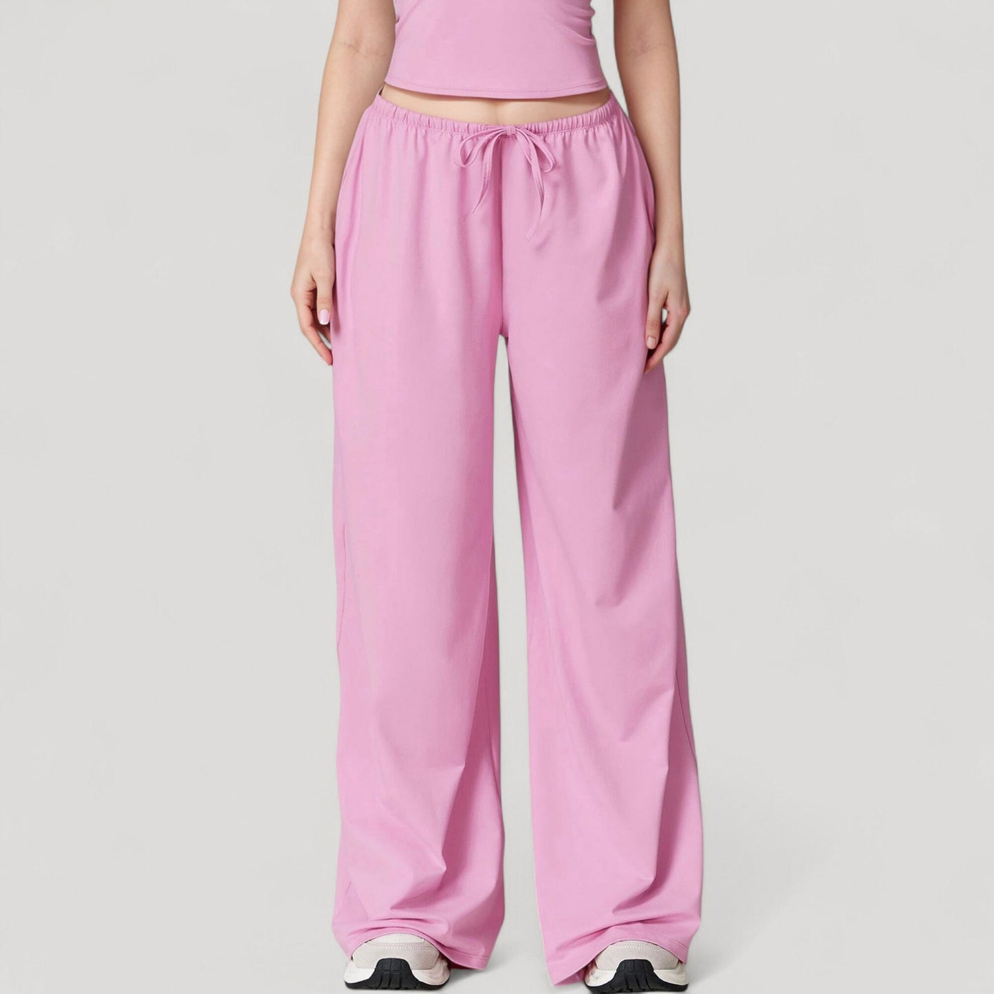 Wide Leg Lounge Pants with Drawstring Waist and Relaxed Fit for All-Day Comfort