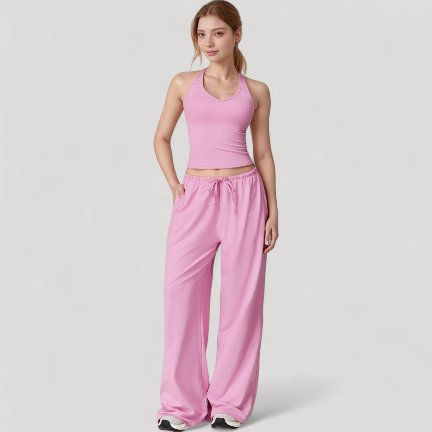 Wide Leg Lounge Pants with Drawstring Waist and Relaxed Fit for All-Day Comfort