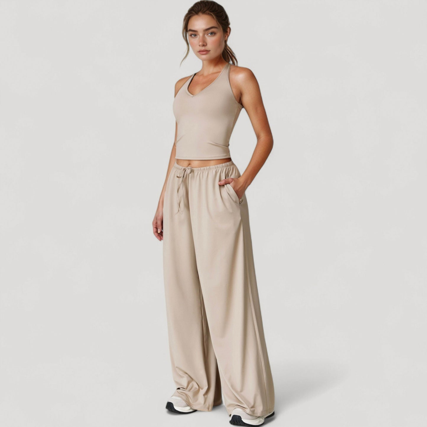 Wide Leg Lounge Pants with Drawstring Waist and Relaxed Fit for All-Day Comfort