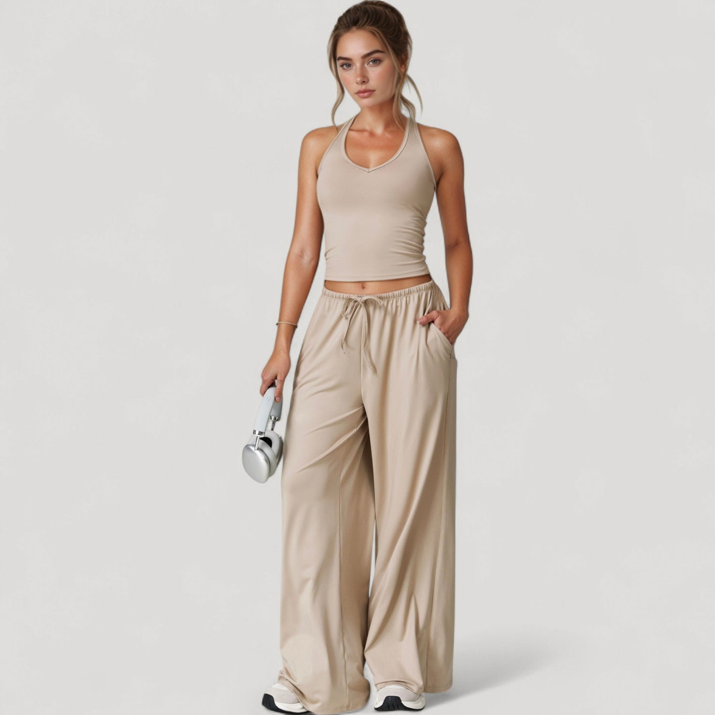 Wide Leg Lounge Pants with Drawstring Waist and Relaxed Fit for All-Day Comfort