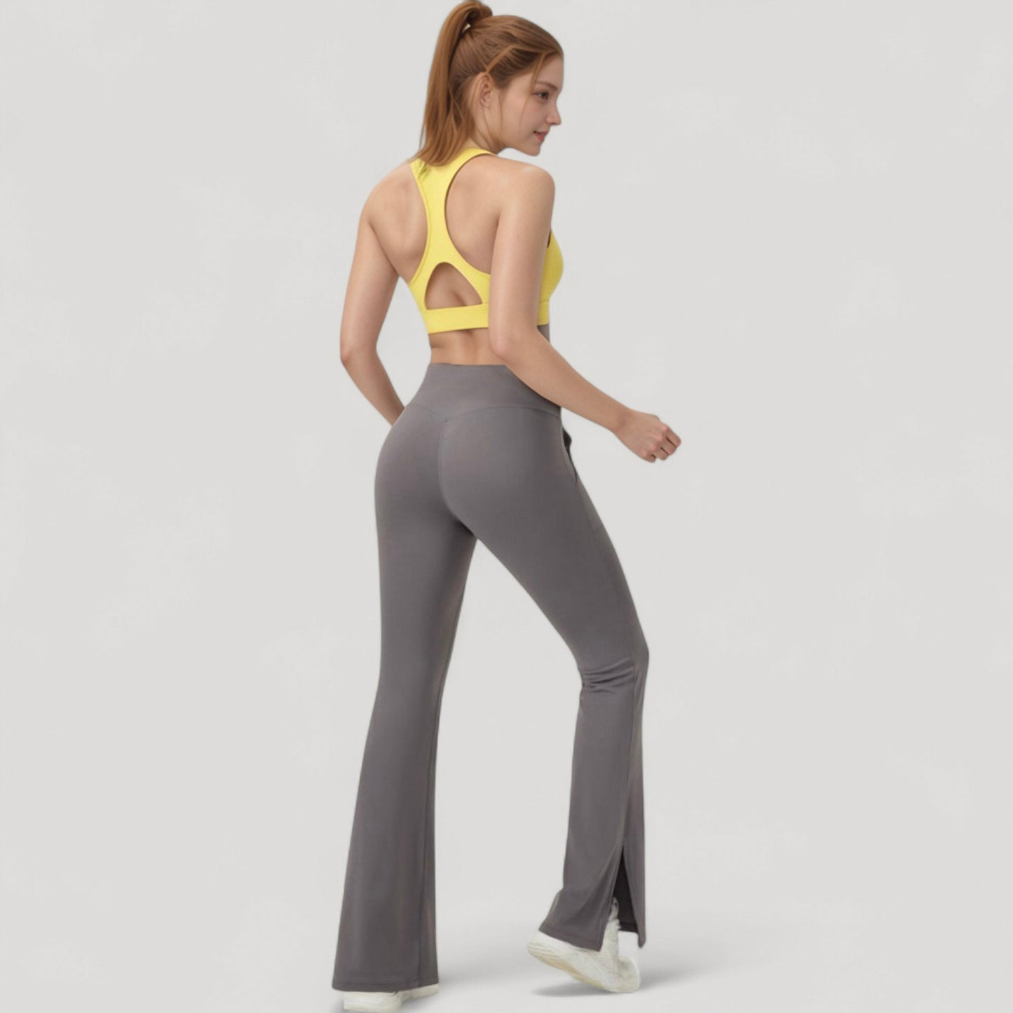 Crossover V-Neck Sports Bra with Wide Straps and Stretch Support Band
