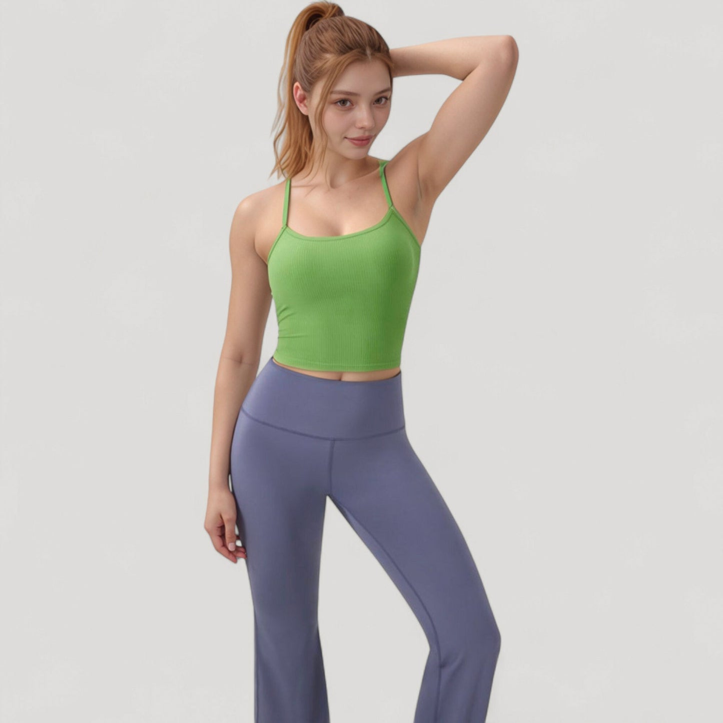 Ribbed Cropped Tank with Strappy Back and Stretch Fit for Lightweight Layering