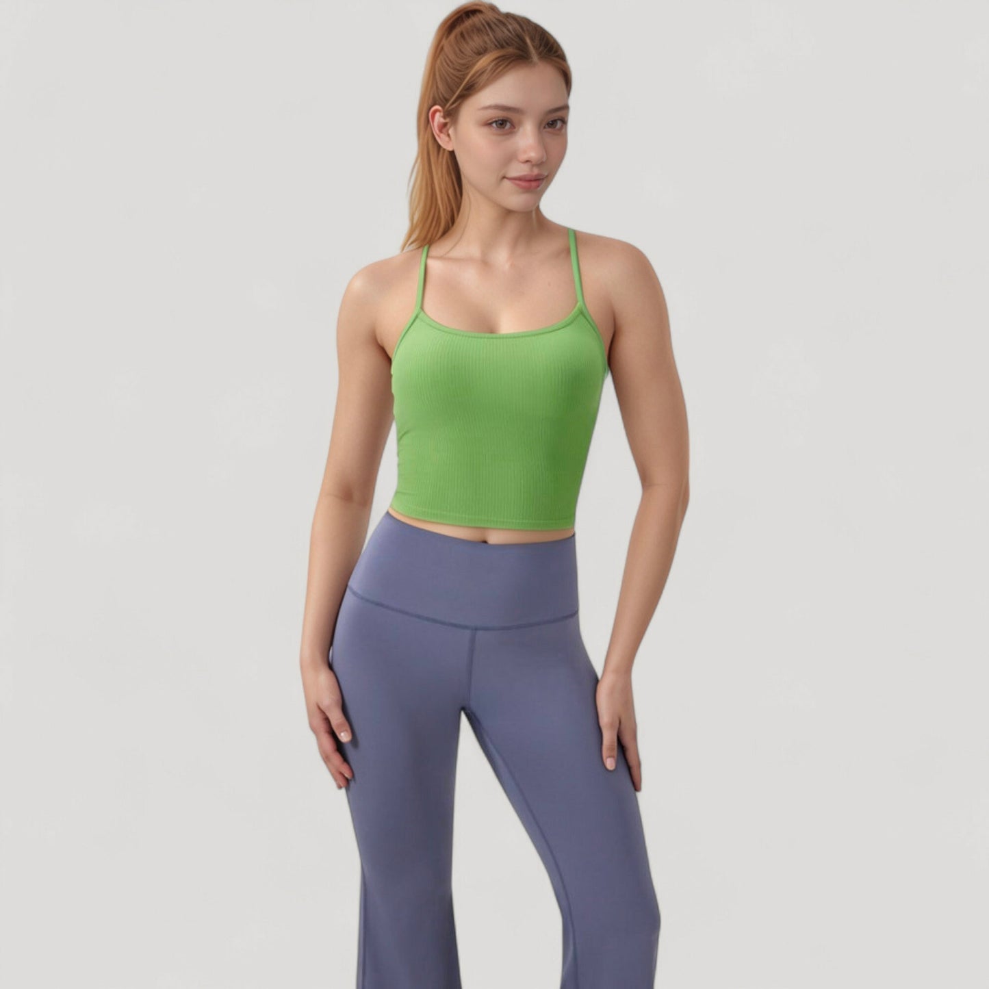 Ribbed Cropped Tank with Strappy Back and Stretch Fit for Lightweight Layering