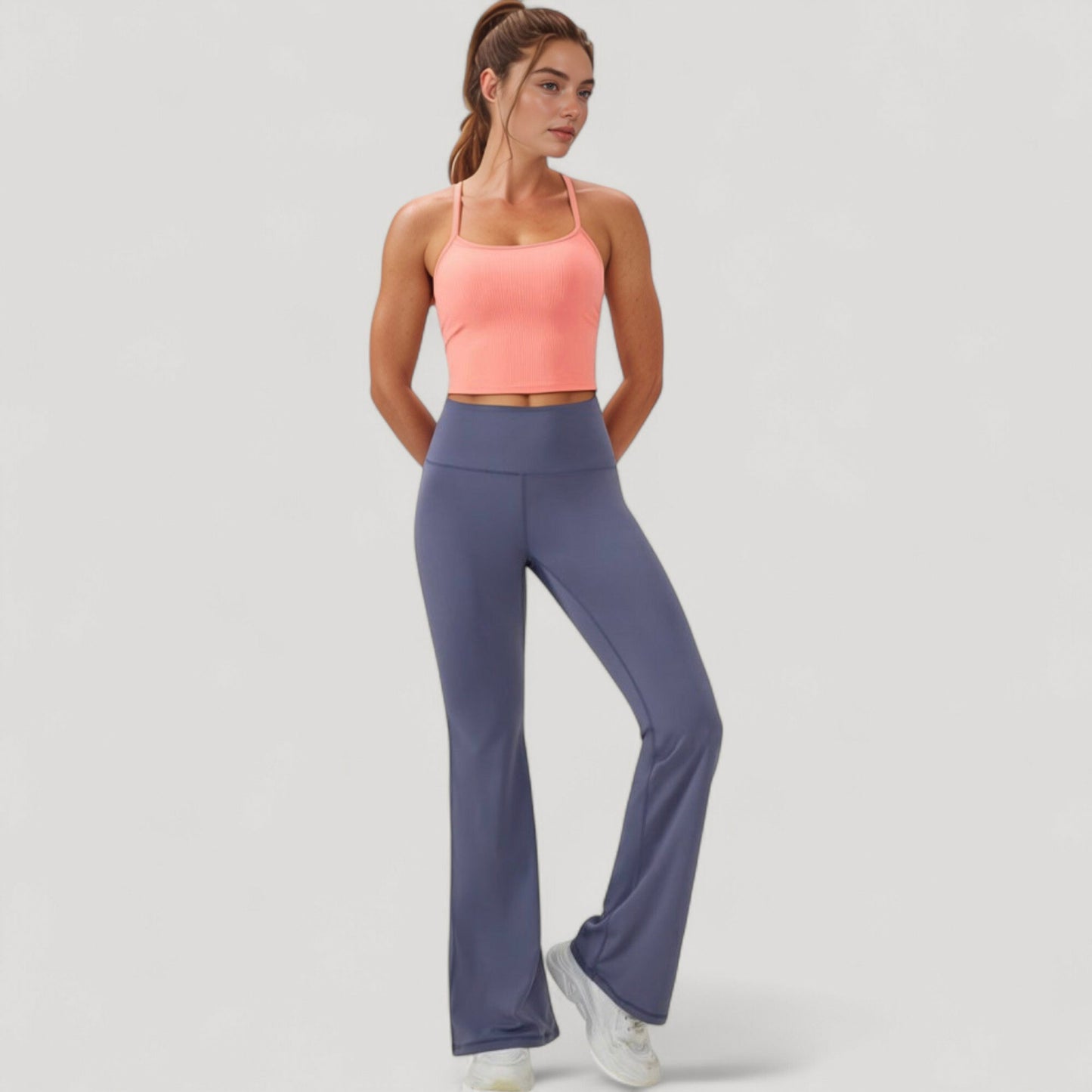 Ribbed Cropped Tank with Strappy Back and Stretch Fit for Lightweight Layering