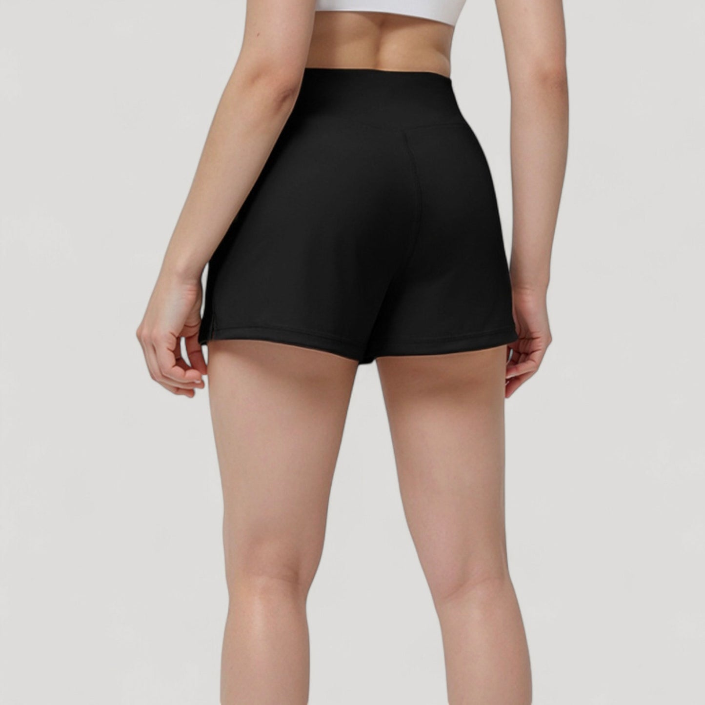 High Waist Performance Shorts with Wide Waistband and Side Pockets for Active Comfort