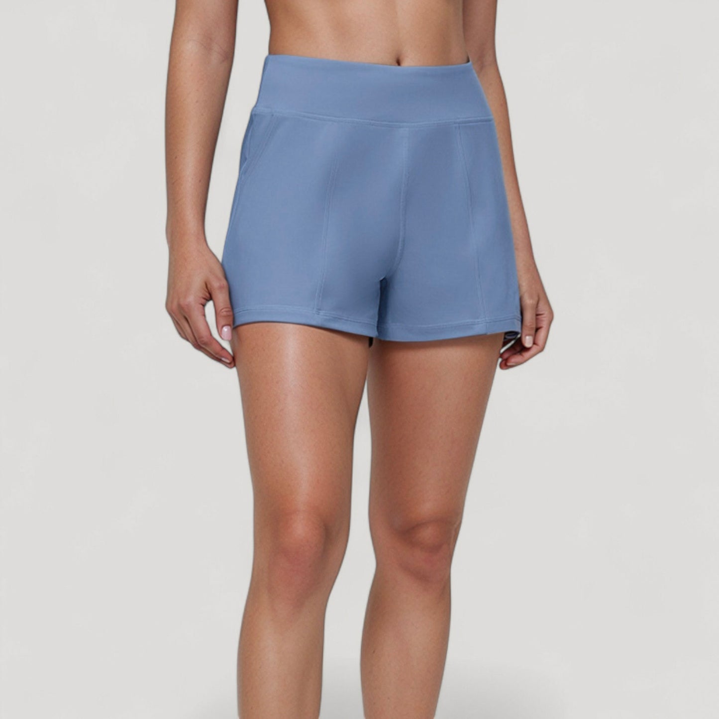 High Waist Performance Shorts with Wide Waistband and Side Pockets for Active Comfort