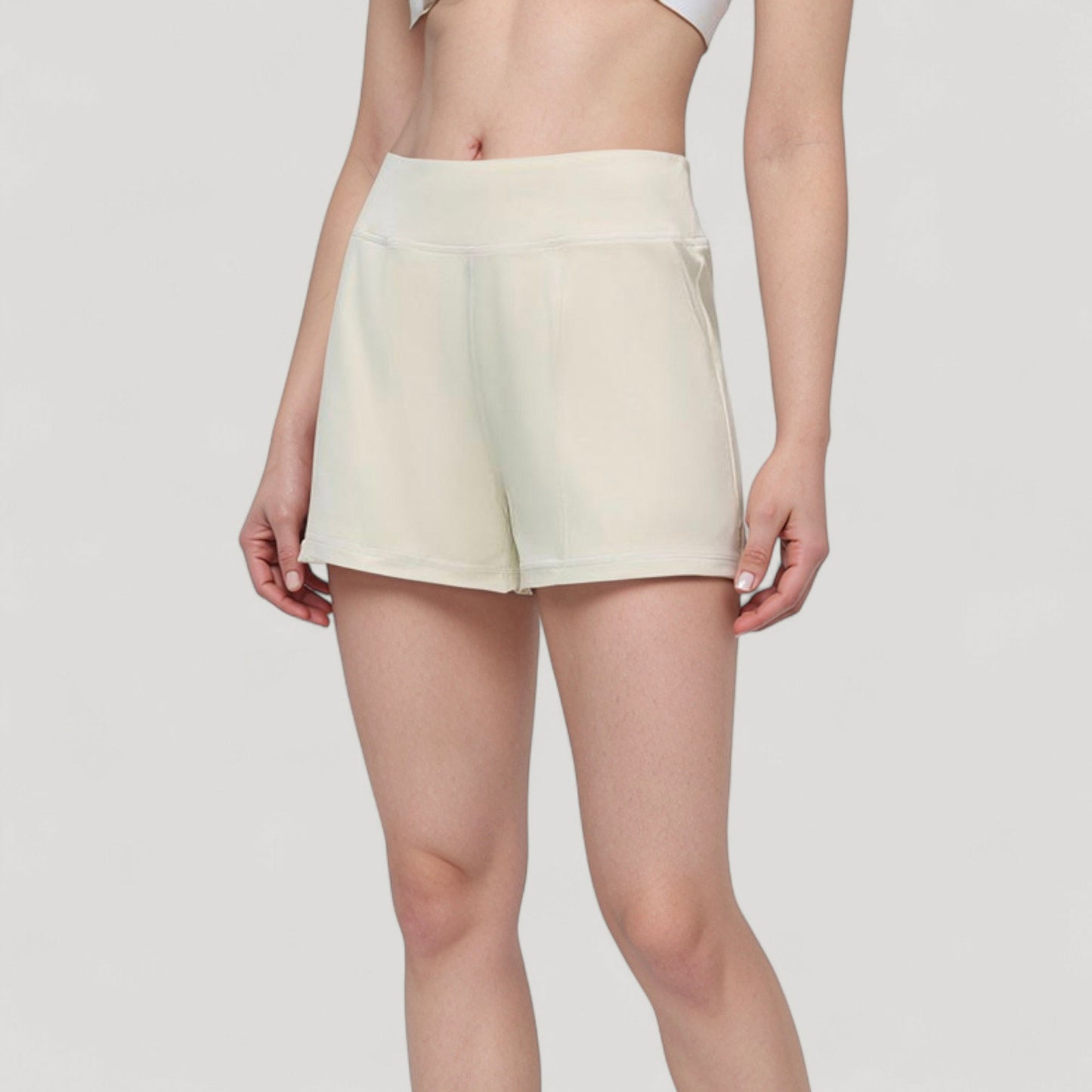 High Waist Performance Shorts with Wide Waistband and Side Pockets for Active Comfort