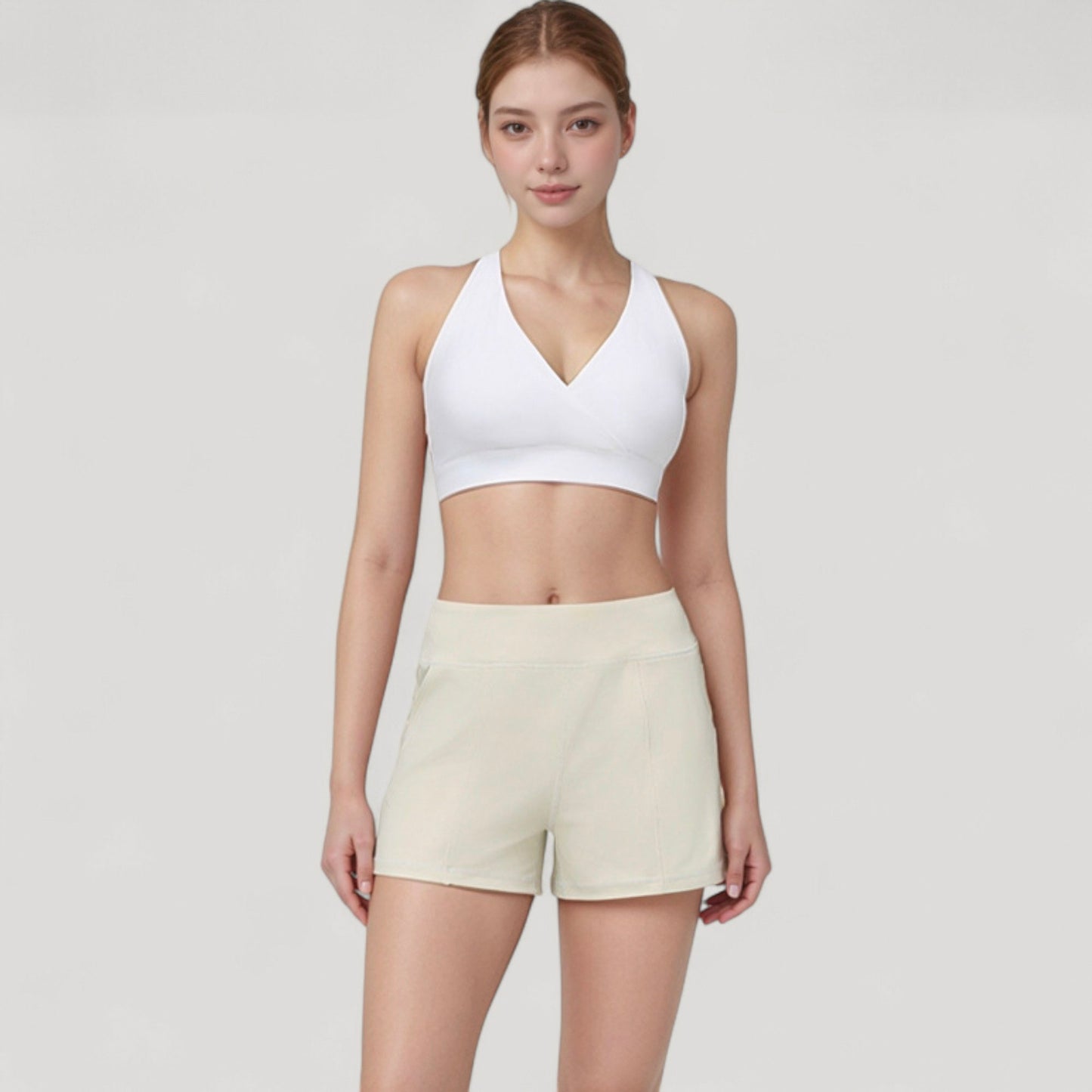 High Waist Performance Shorts with Wide Waistband and Side Pockets for Active Comfort