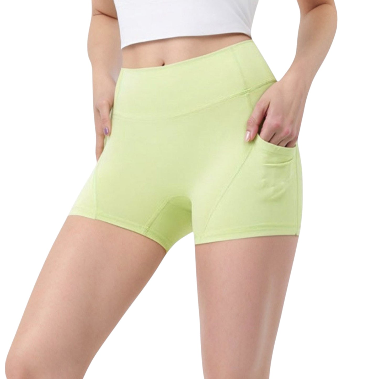 High Waist Workout Shorts with Side Pockets and Seam-Contoured Fit for Flexible Movement