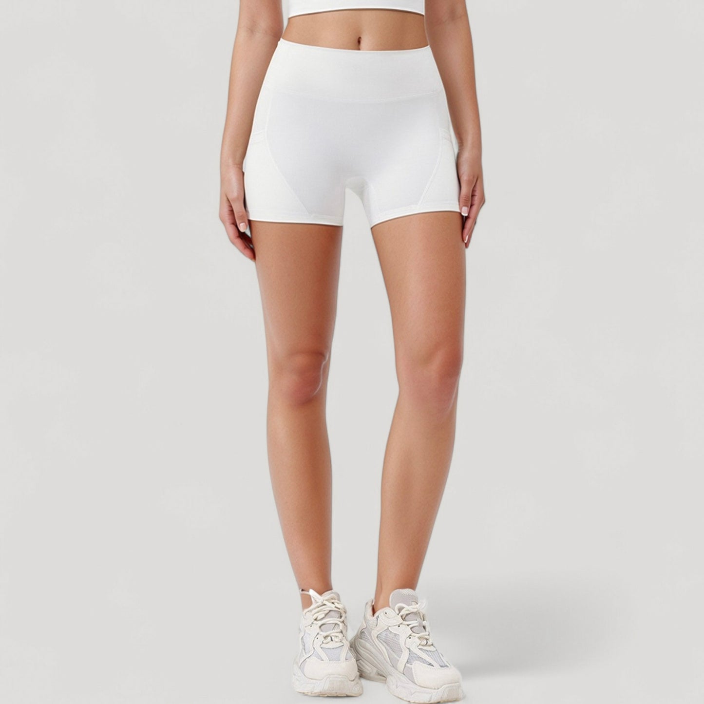 High Waist Workout Shorts with Side Pockets and Seam-Contoured Fit for Flexible Movement