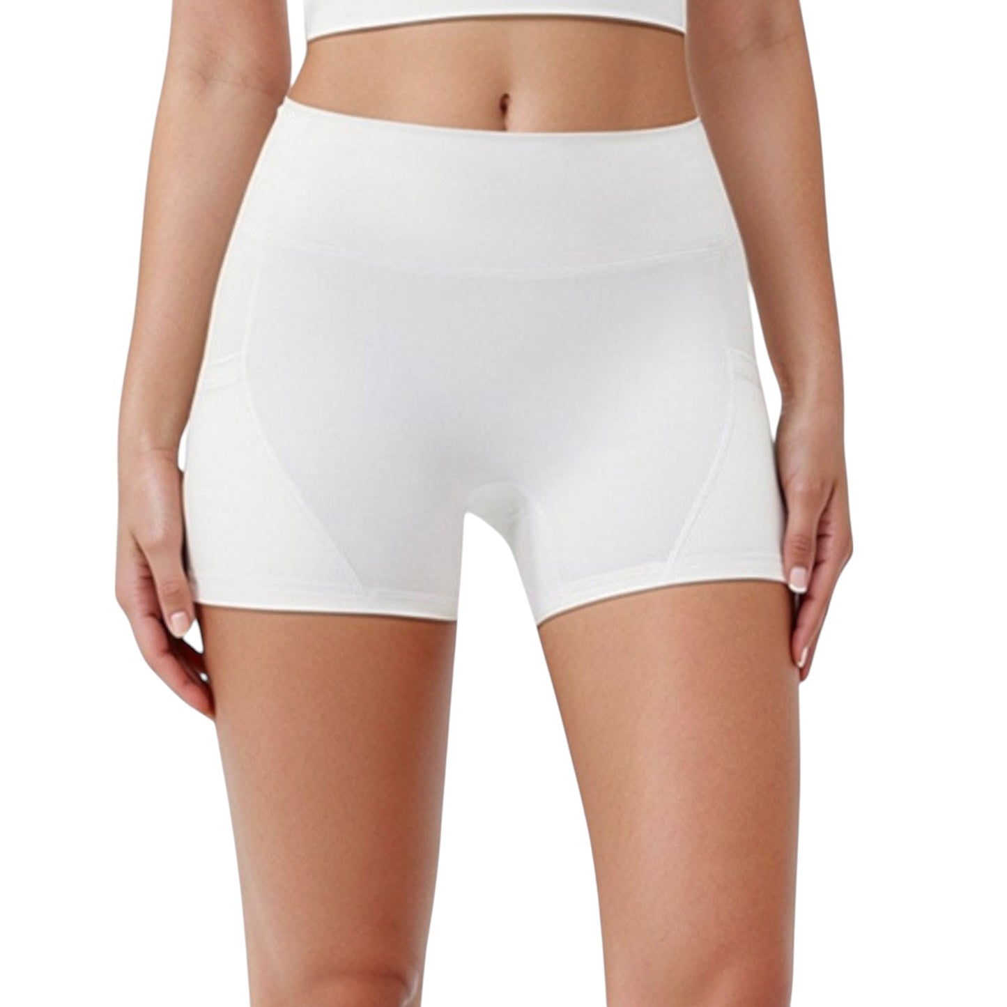 High Waist Workout Shorts with Side Pockets and Seam-Contoured Fit for Flexible Movement