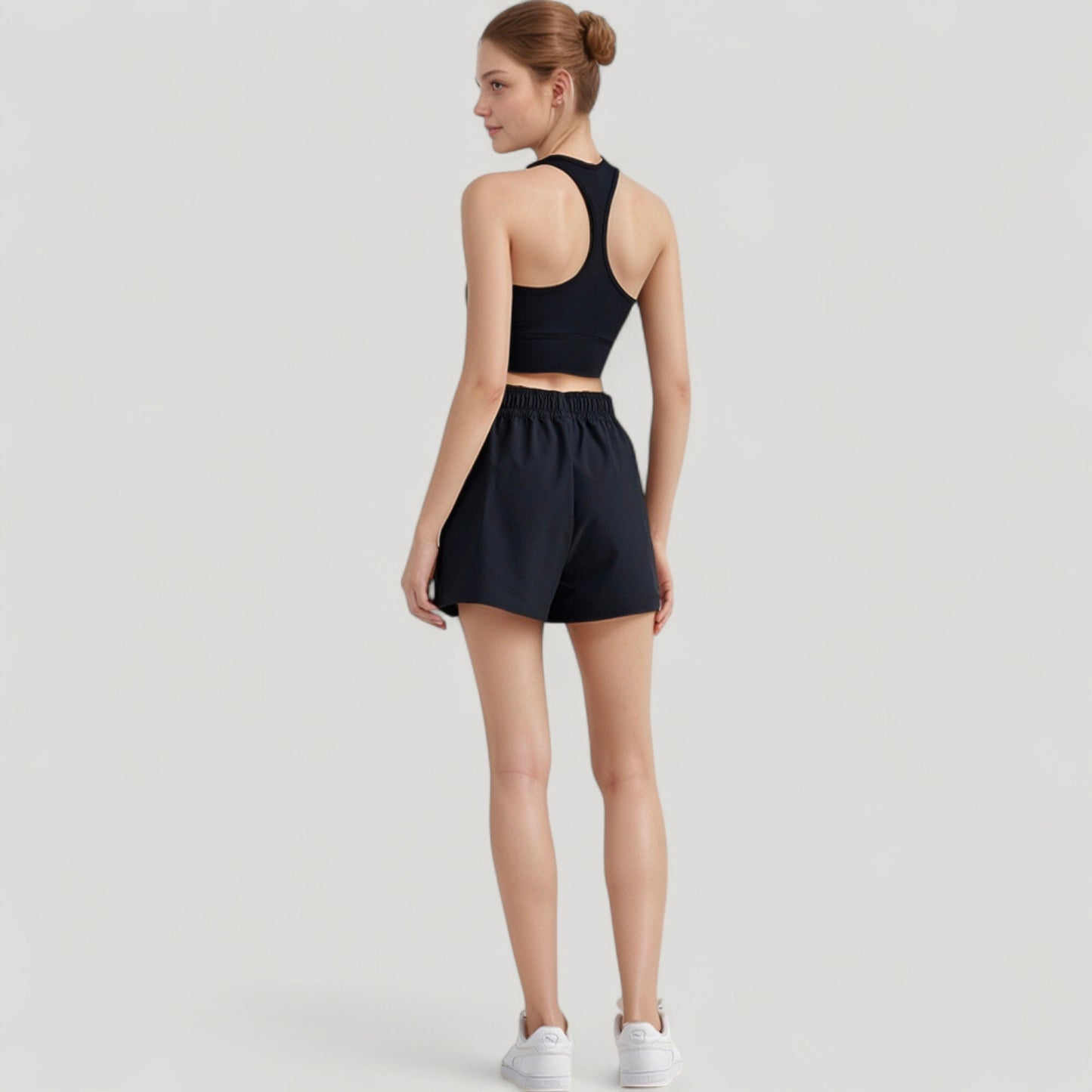 Scoop Neck Sports Bra Top with Wide Straps and Soft Stretch Fit