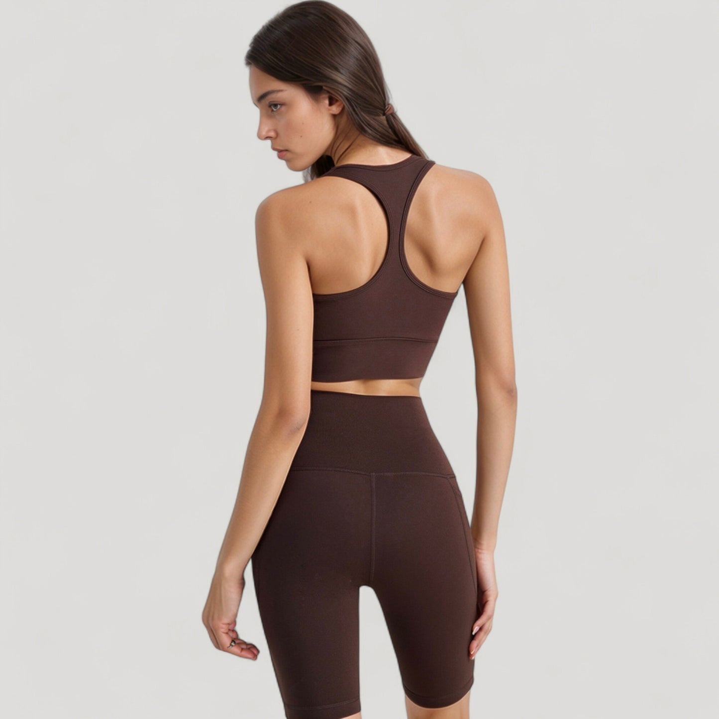 Scoop Neck Sports Bra Top with Wide Straps and Soft Stretch Fit