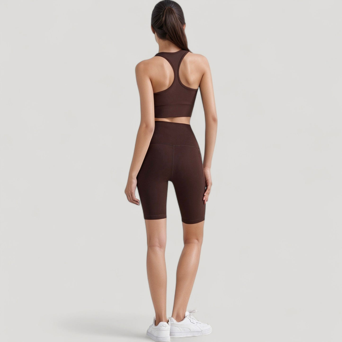 Scoop Neck Sports Bra Top with Wide Straps and Soft Stretch Fit