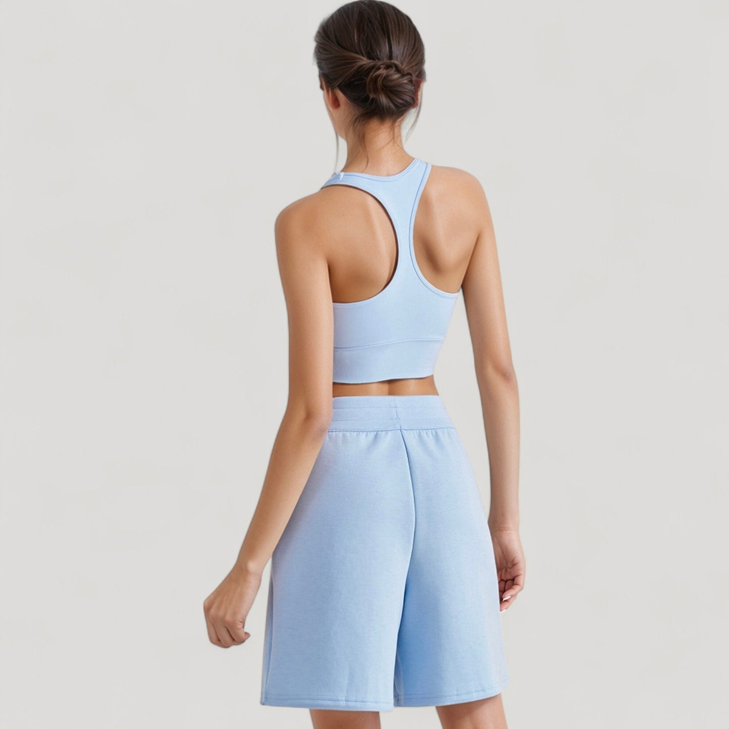 Scoop Neck Sports Bra Top with Wide Straps and Soft Stretch Fit