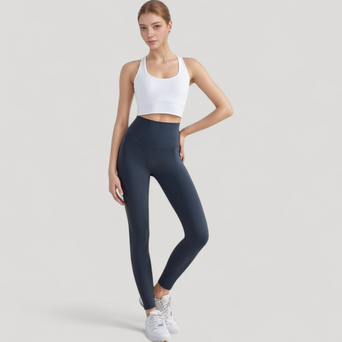 Scoop Neck Sports Bra Top with Wide Straps and Soft Stretch Fit