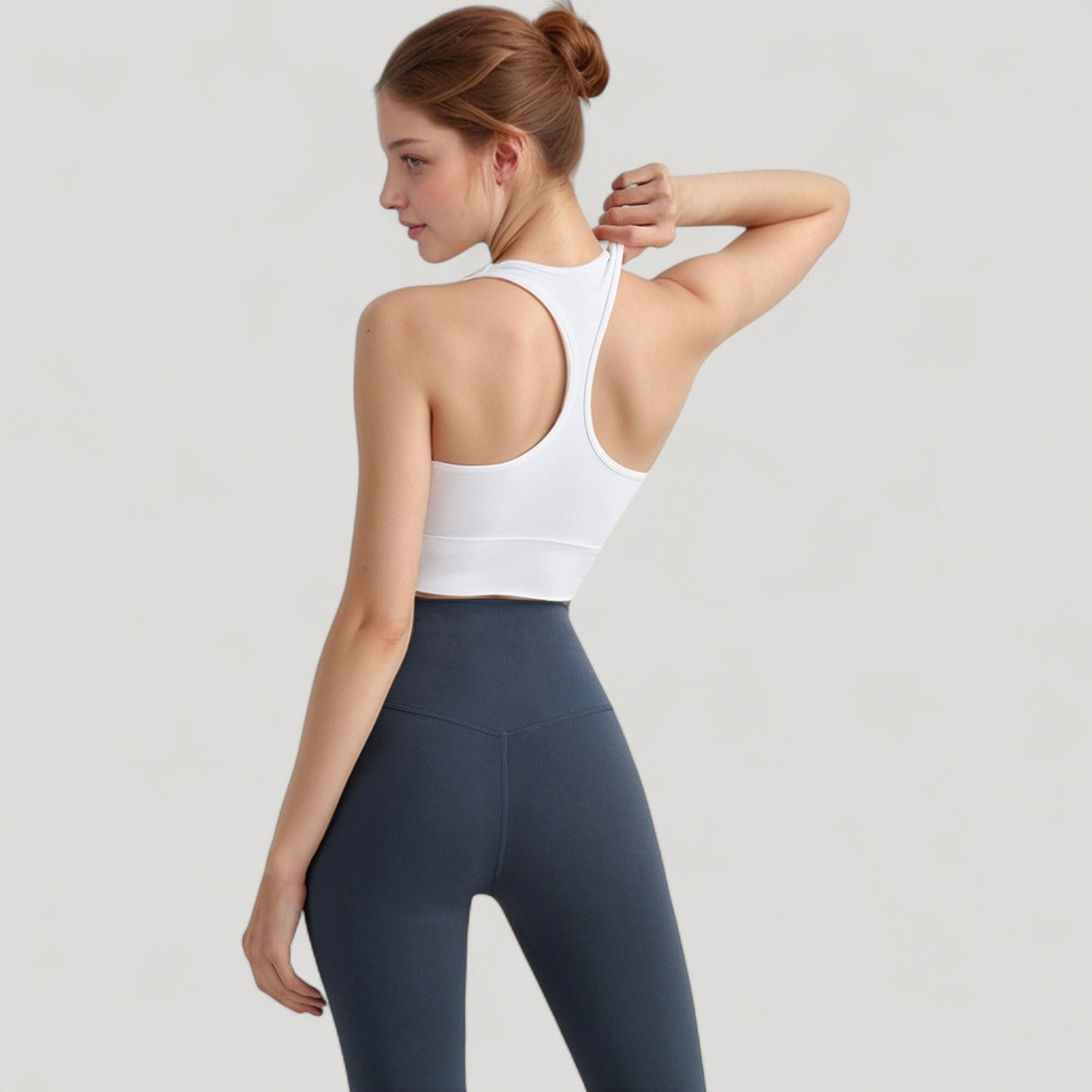 Scoop Neck Sports Bra Top with Wide Straps and Soft Stretch Fit