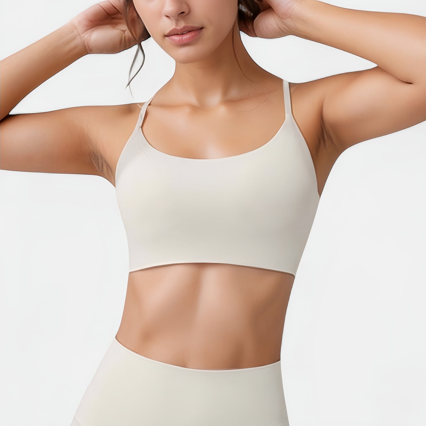 Seamless Scoop Neck Sports Bra with Thin Adjustable Straps and Soft Stretch Fabric