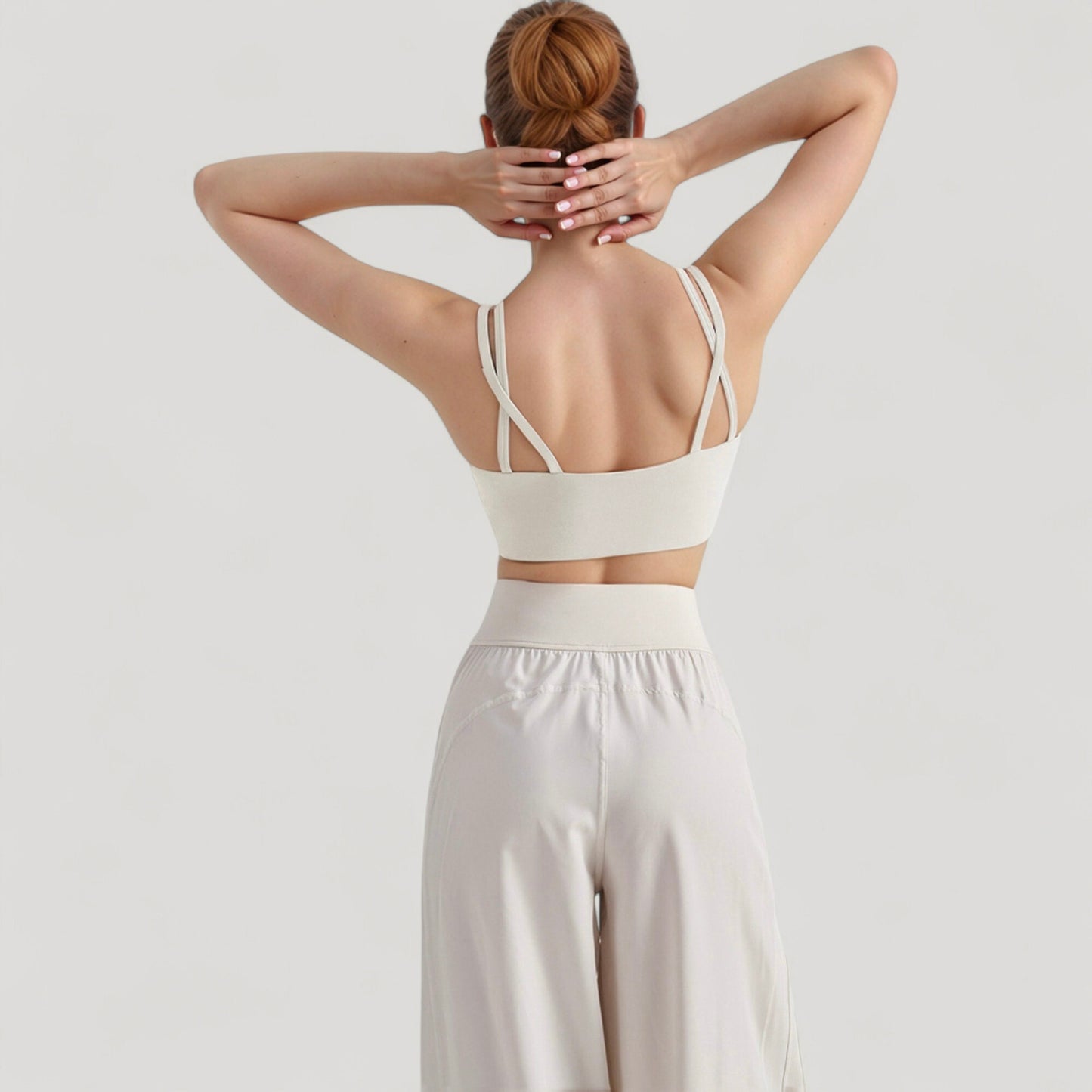 V-Neck Double Strap Sports Bra Top with Lightweight Stretch Fabric and Soft Support