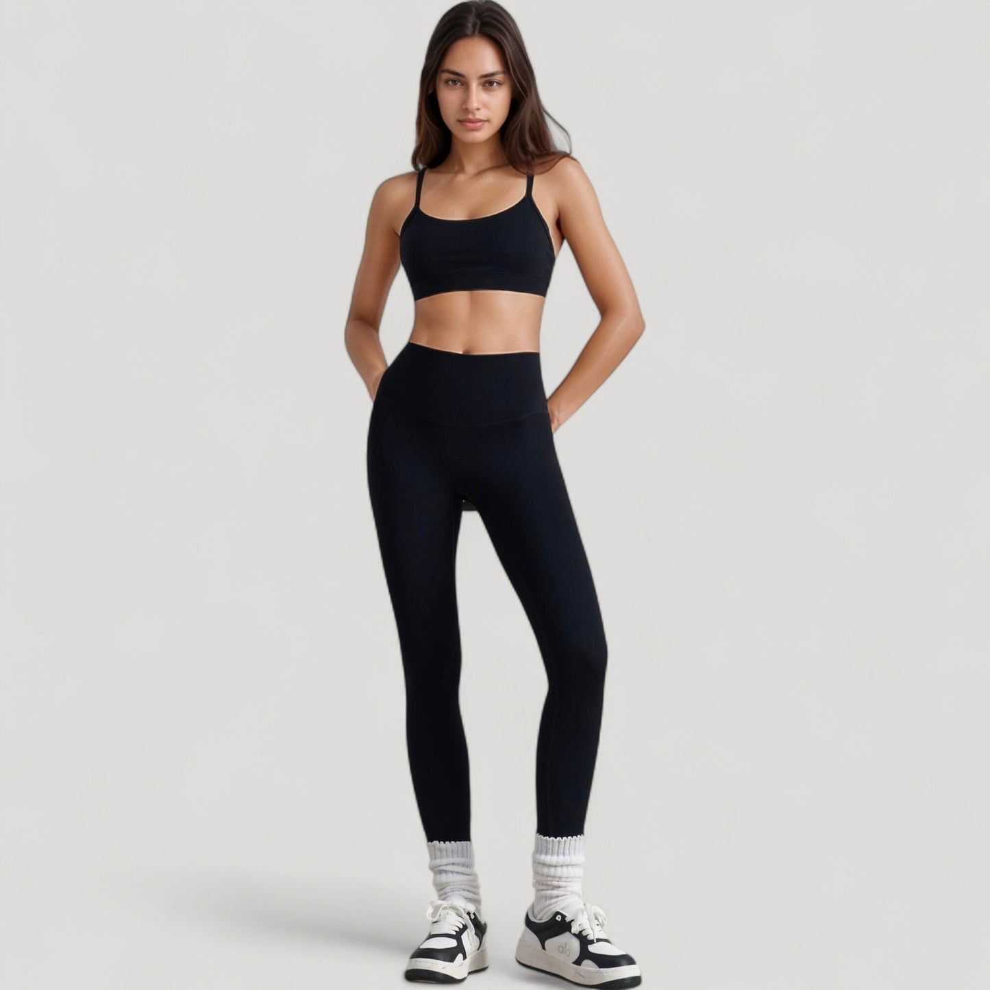 Scoop Neck Sports Bra Top with Adjustable Thin Straps and Seamless Lightweight Fabric