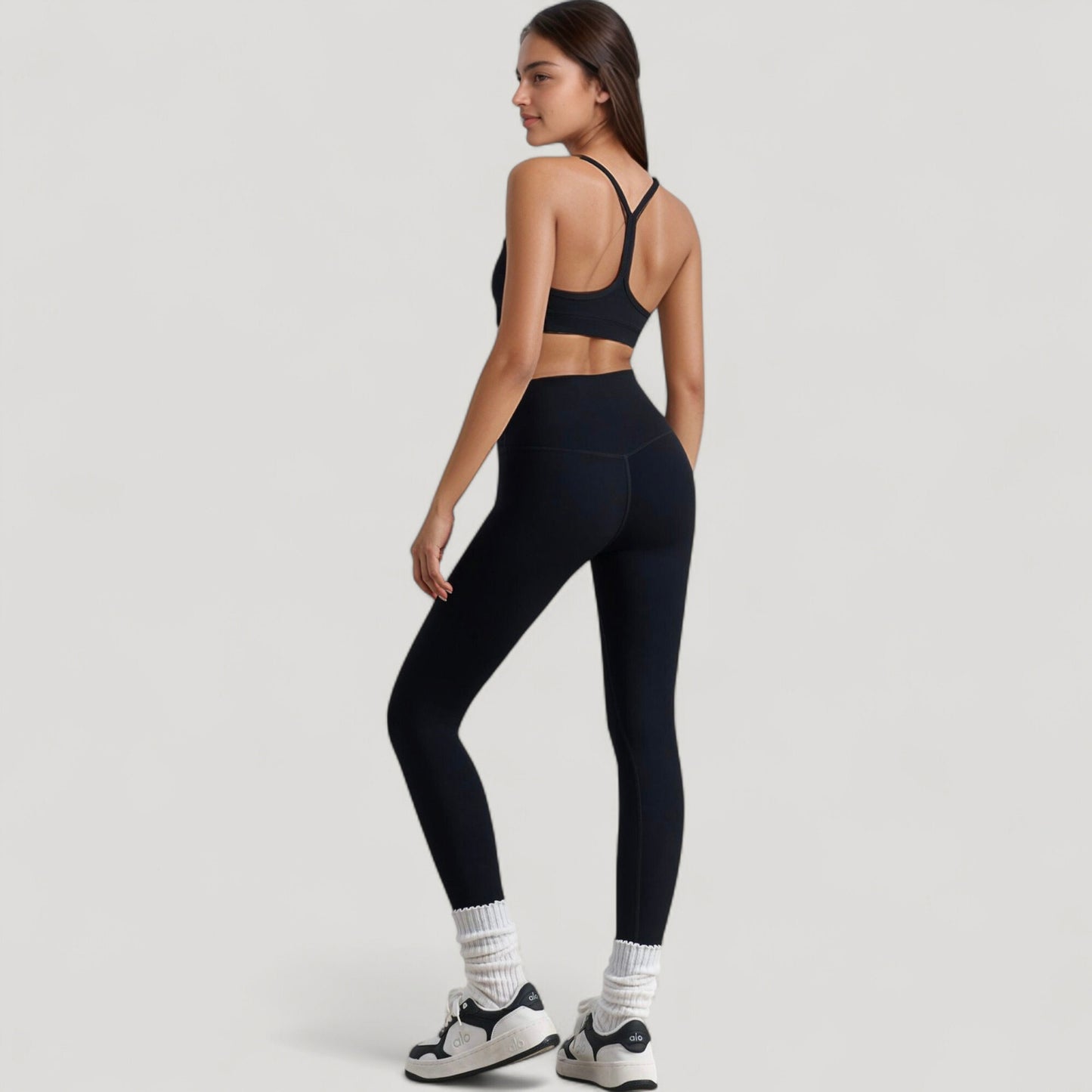 Scoop Neck Sports Bra Top with Adjustable Thin Straps and Seamless Lightweight Fabric