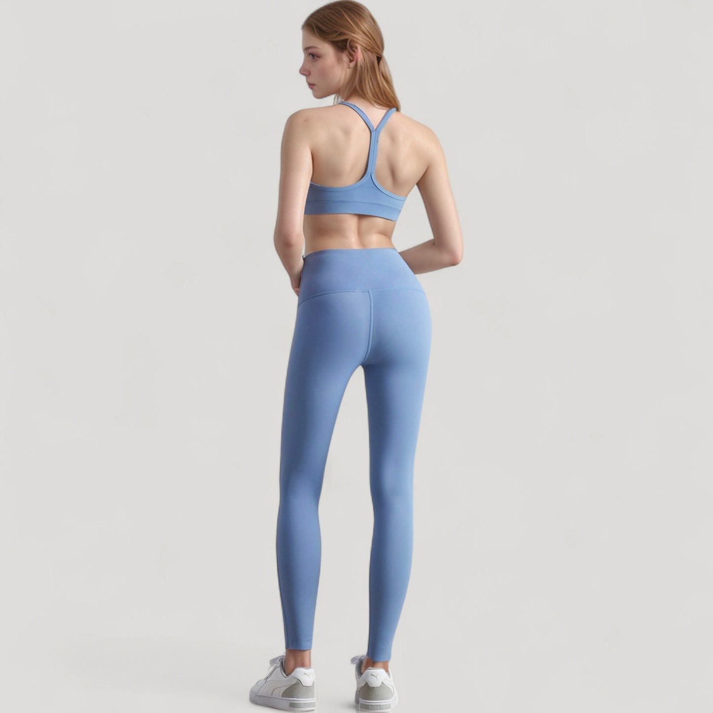 Scoop Neck Sports Bra Top with Adjustable Thin Straps and Seamless Lightweight Fabric