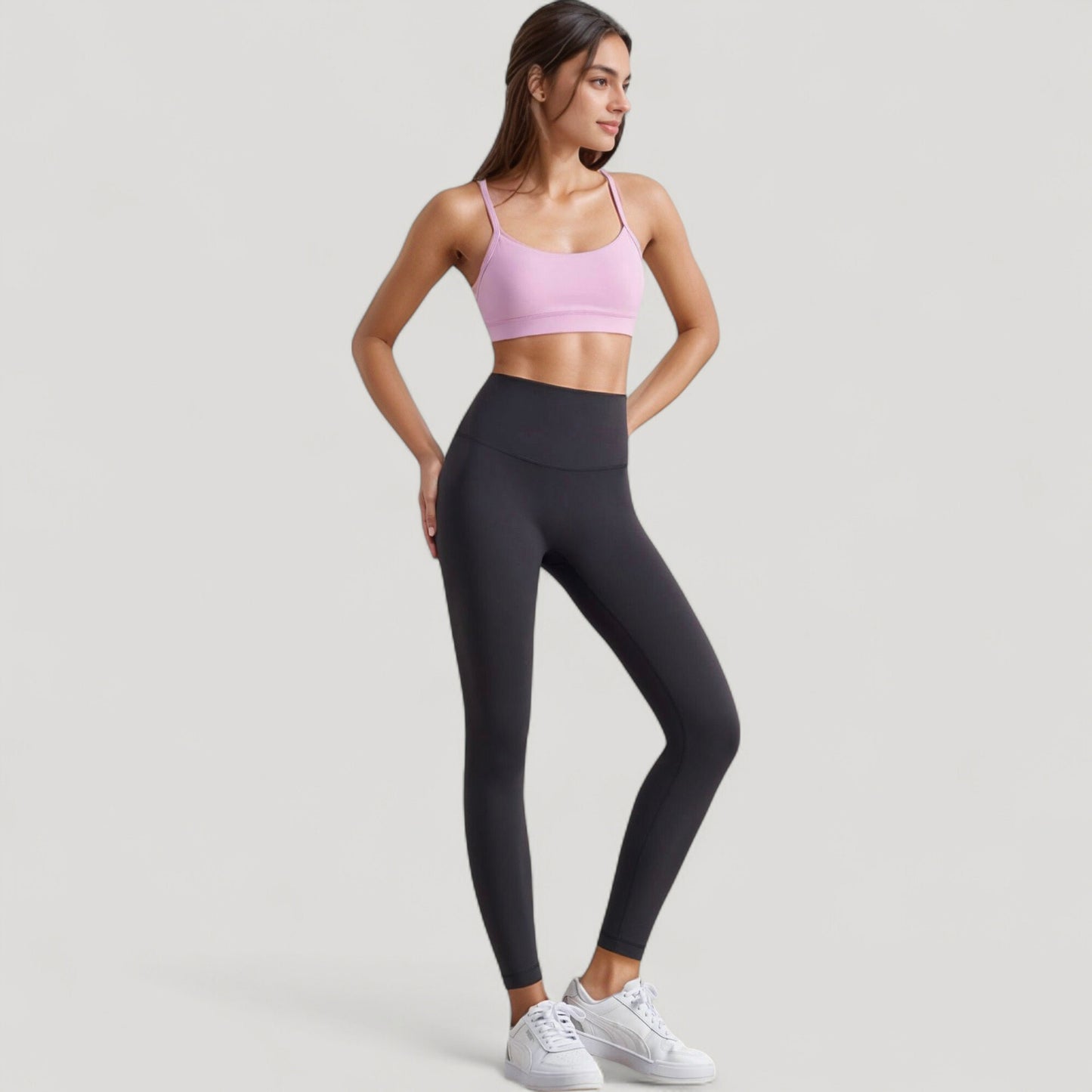 Scoop Neck Sports Bra Top with Adjustable Thin Straps and Seamless Lightweight Fabric