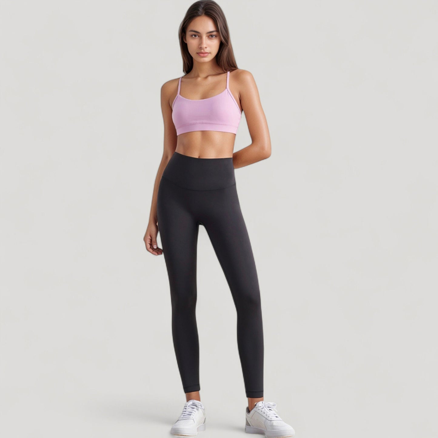 Scoop Neck Sports Bra Top with Adjustable Thin Straps and Seamless Lightweight Fabric