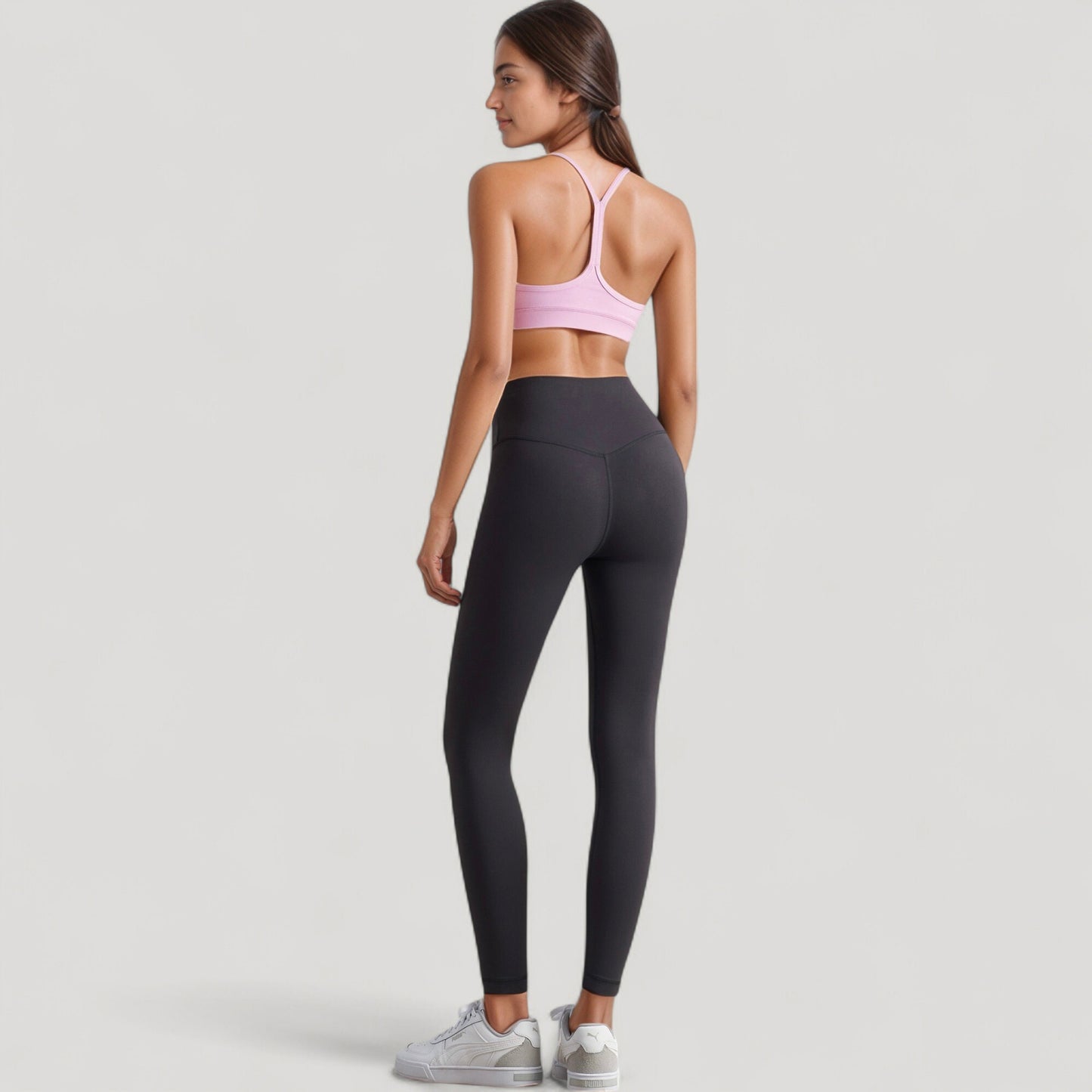 Scoop Neck Sports Bra Top with Adjustable Thin Straps and Seamless Lightweight Fabric