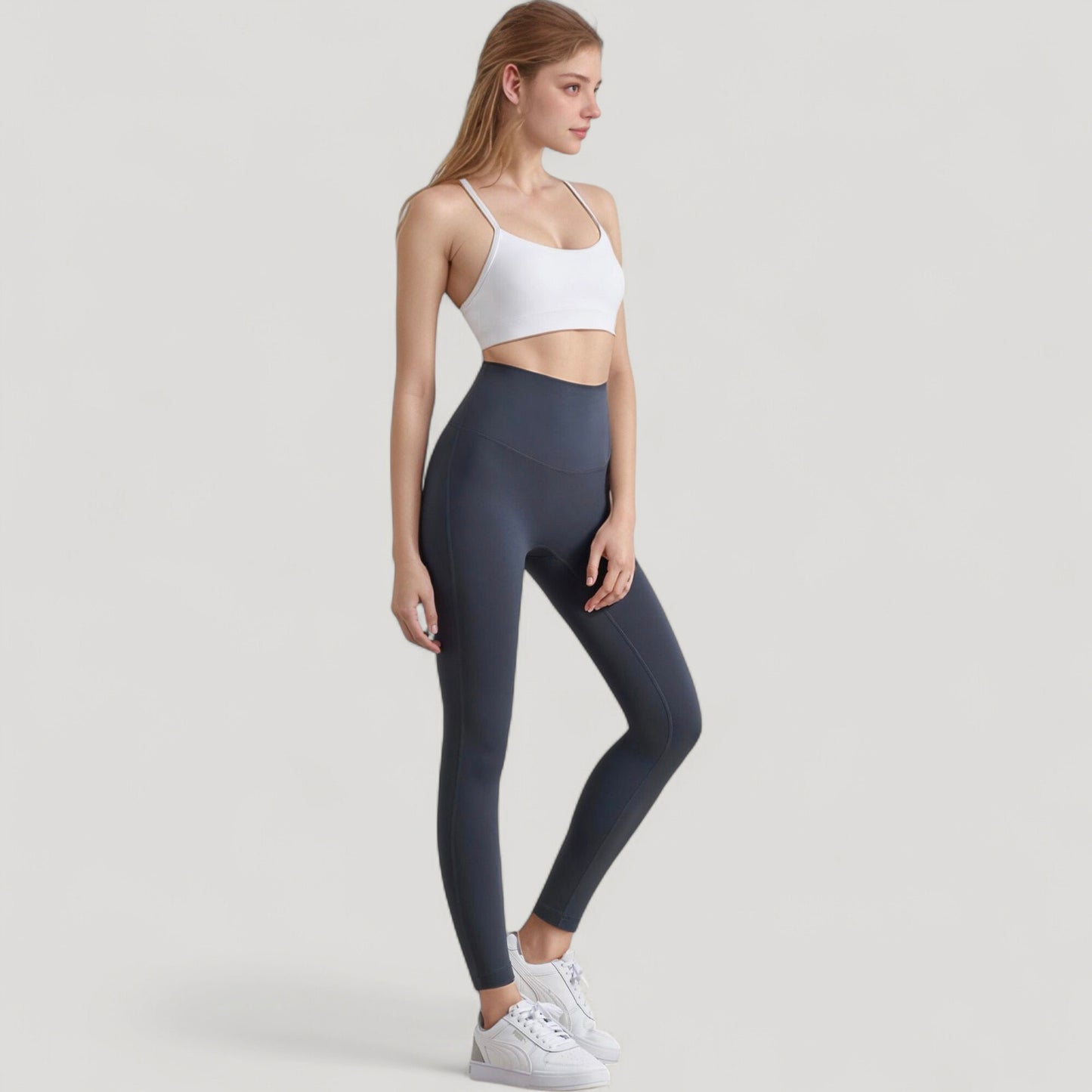 Scoop Neck Sports Bra Top with Adjustable Thin Straps and Seamless Lightweight Fabric