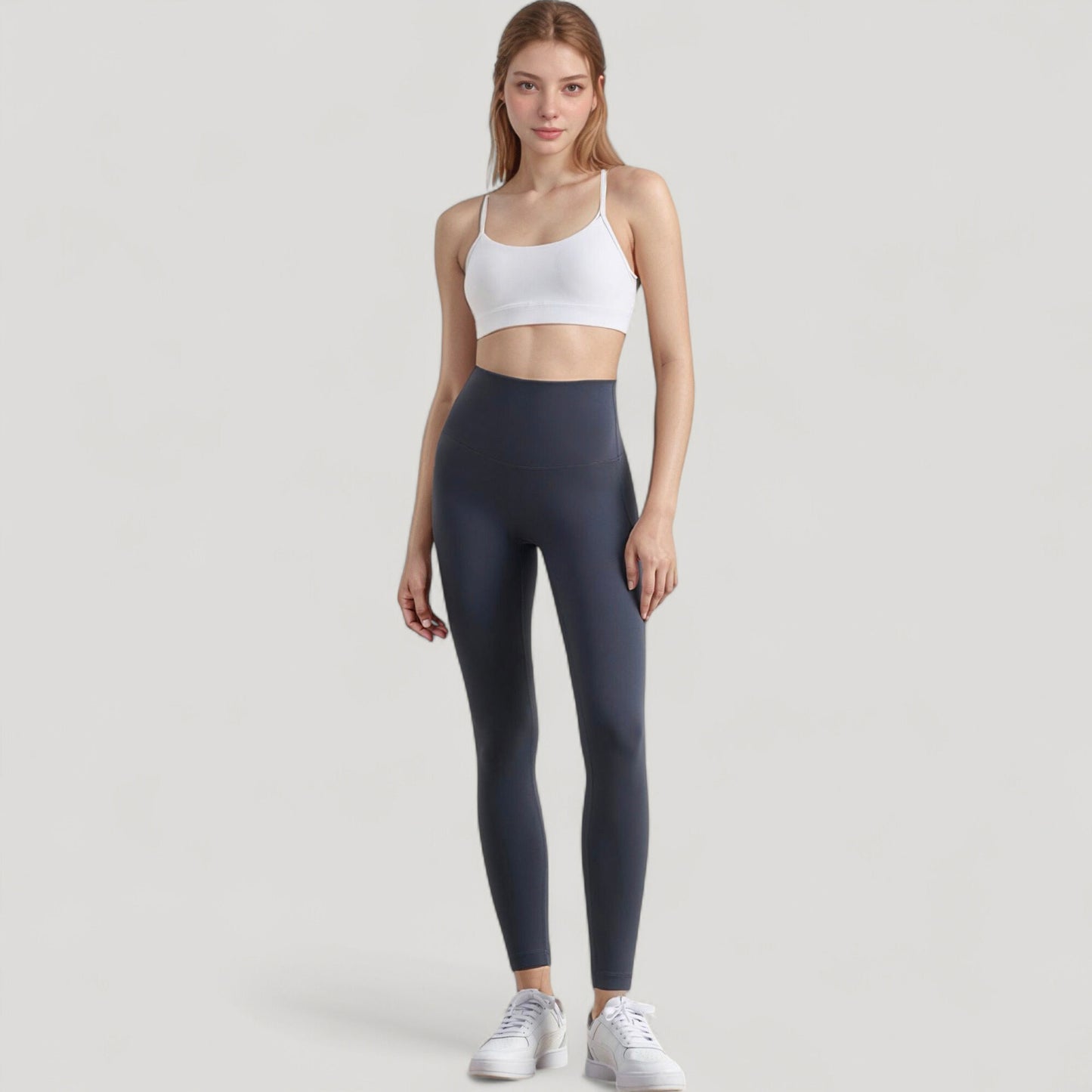 Scoop Neck Sports Bra Top with Adjustable Thin Straps and Seamless Lightweight Fabric