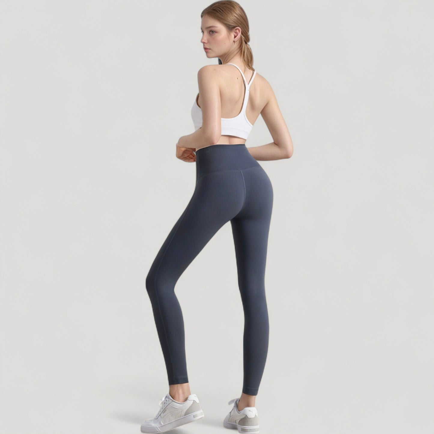 Scoop Neck Sports Bra Top with Adjustable Thin Straps and Seamless Lightweight Fabric