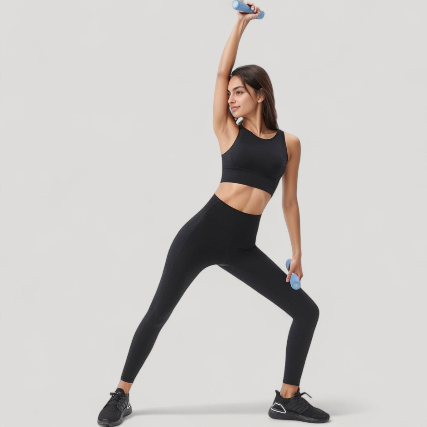 High Neck Longline Sports Bra with Wide Straps and Keyhole Back for Stylish Medium Support