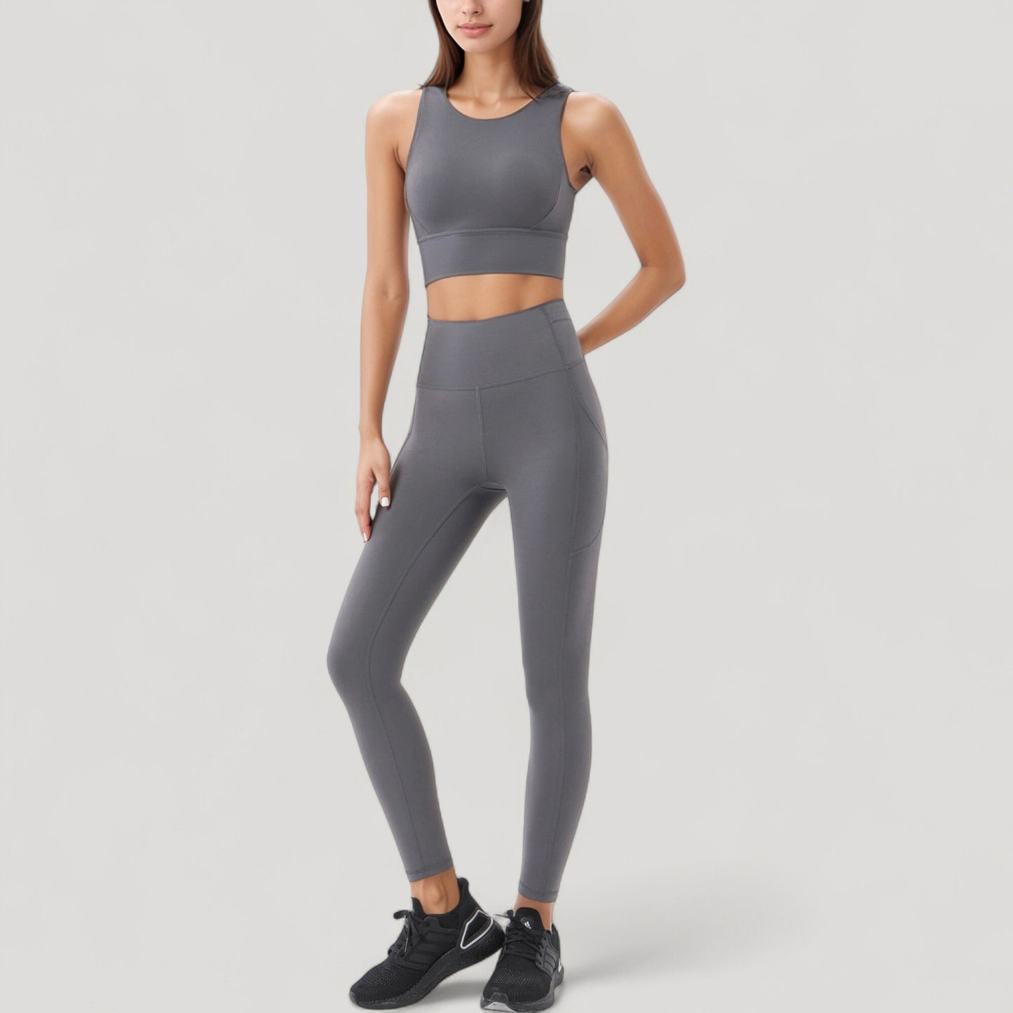 High Neck Longline Sports Bra with Wide Straps and Keyhole Back for Stylish Medium Support