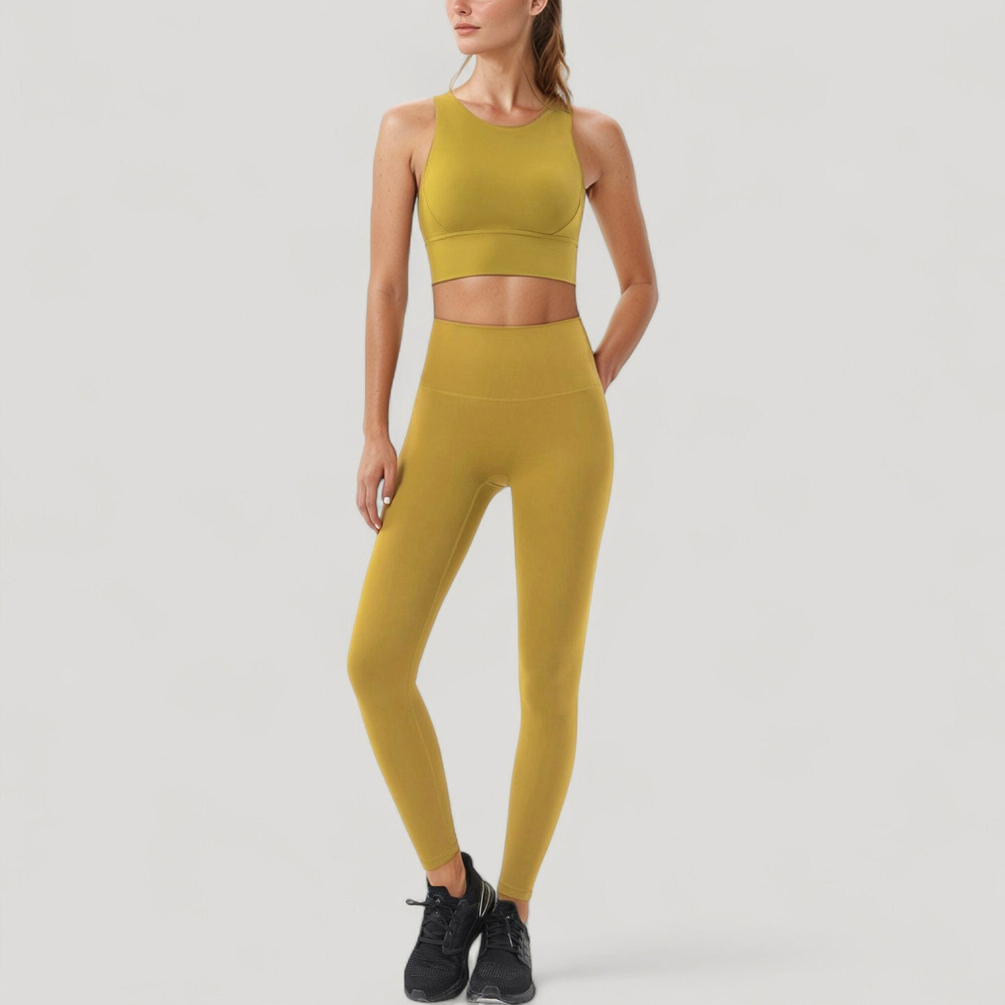 High Neck Longline Sports Bra with Wide Straps and Keyhole Back for Stylish Medium Support