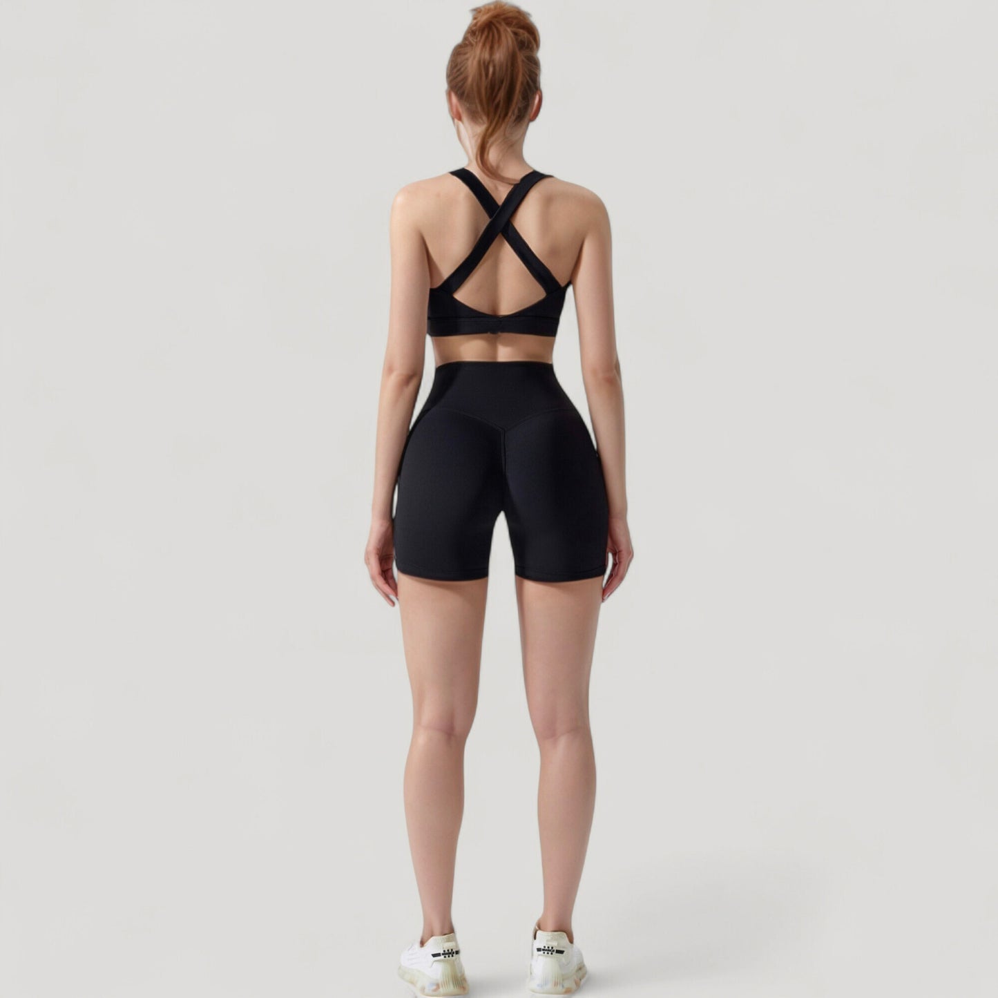 Wide Strap Square Neck Sports Bra Top with Sculpted Seam Detail and Cropped Fit