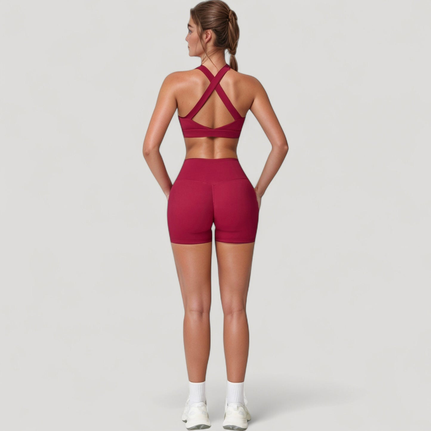 Wide Strap Square Neck Sports Bra Top with Sculpted Seam Detail and Cropped Fit