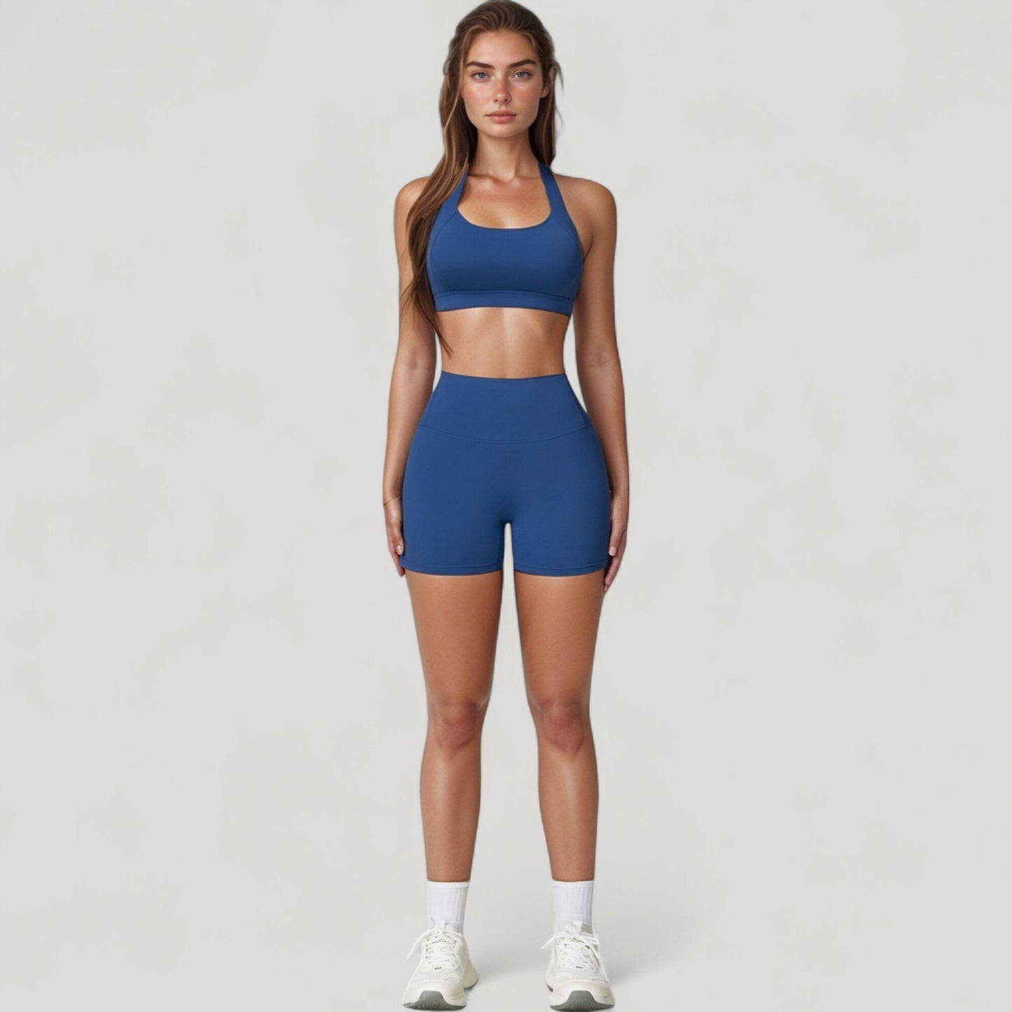 Wide Strap Square Neck Sports Bra Top with Sculpted Seam Detail and Cropped Fit