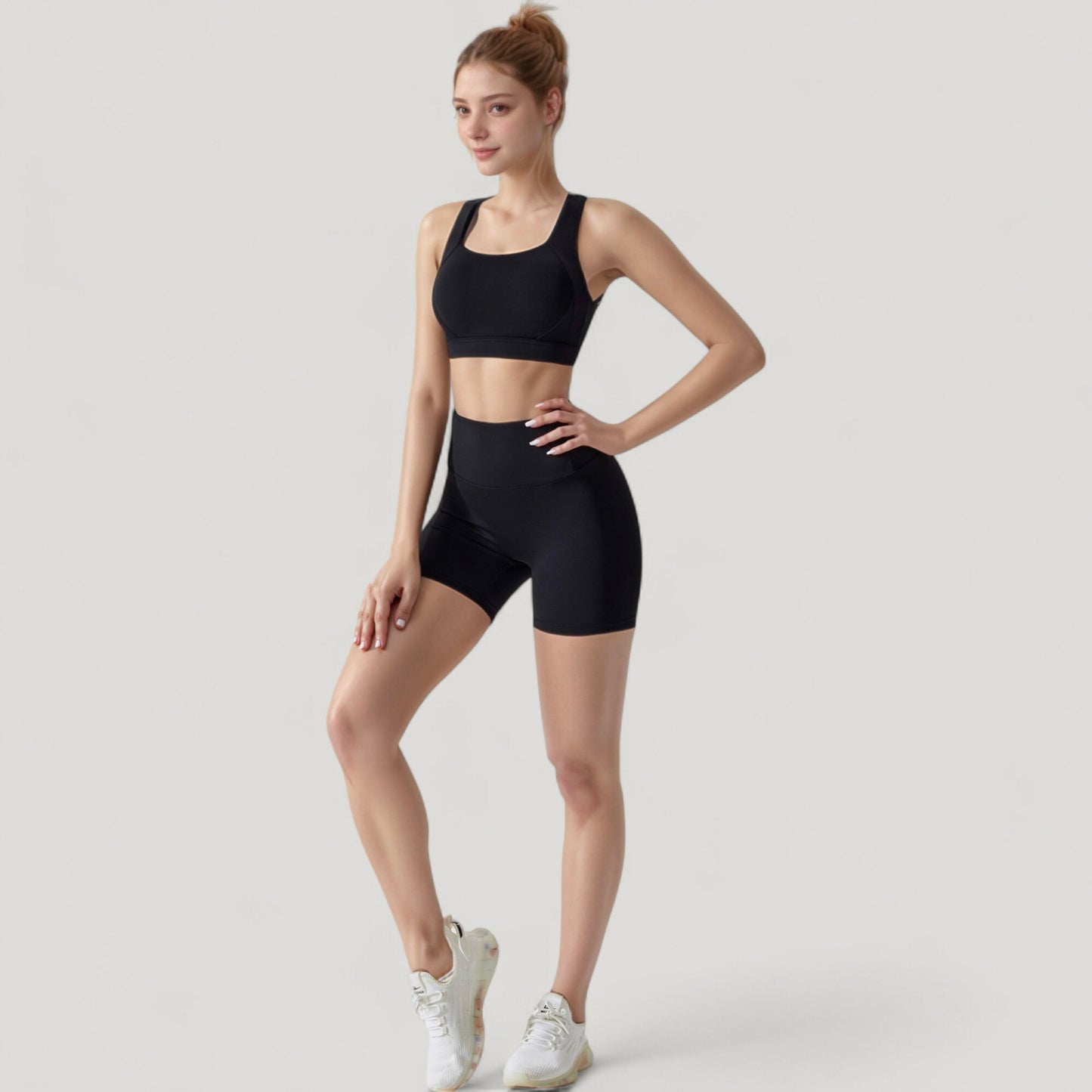 High Waist Compression Athletic Shorts with Supportive Stretch Fit and Streamlined Seams