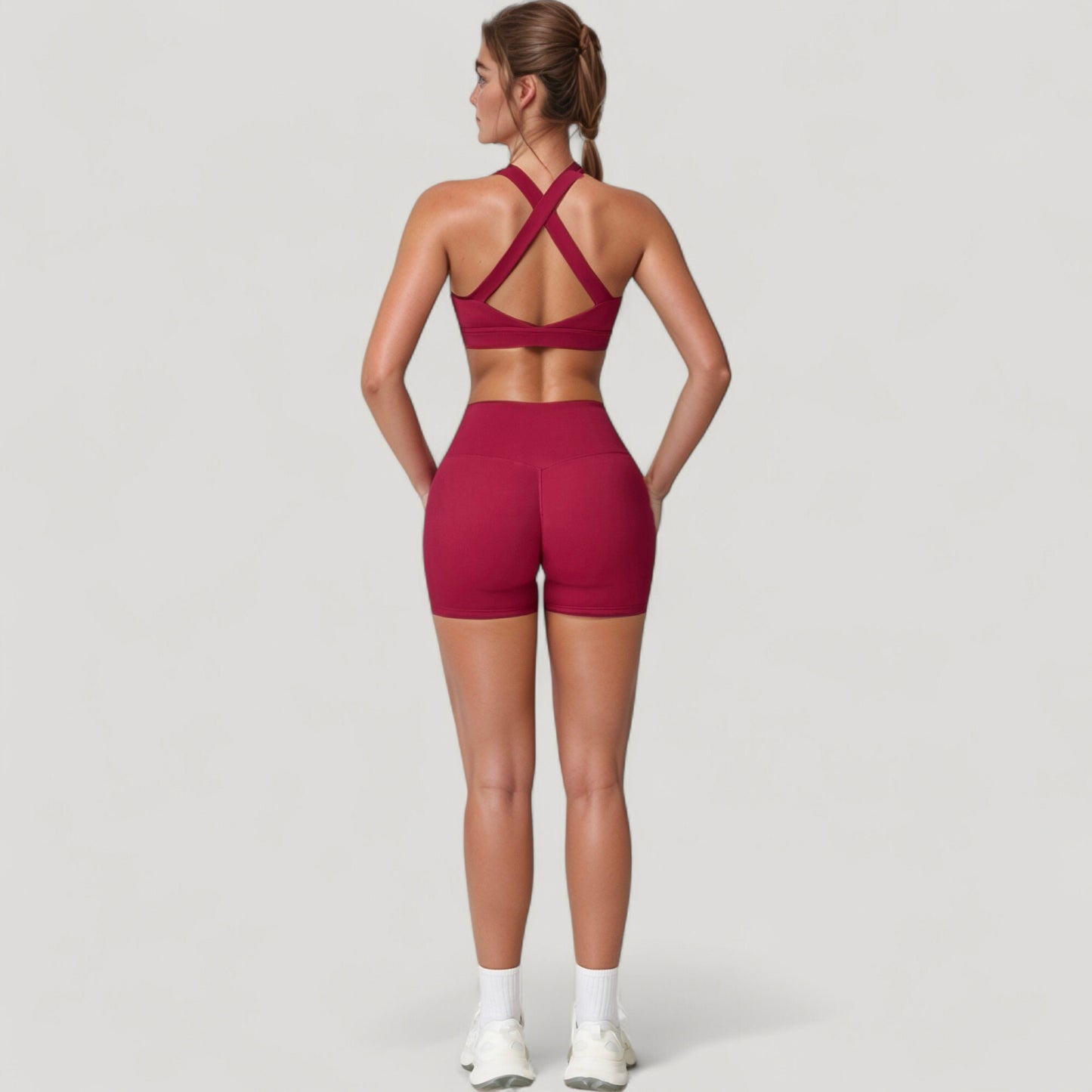 High Waist Compression Athletic Shorts with Supportive Stretch Fit and Streamlined Seams