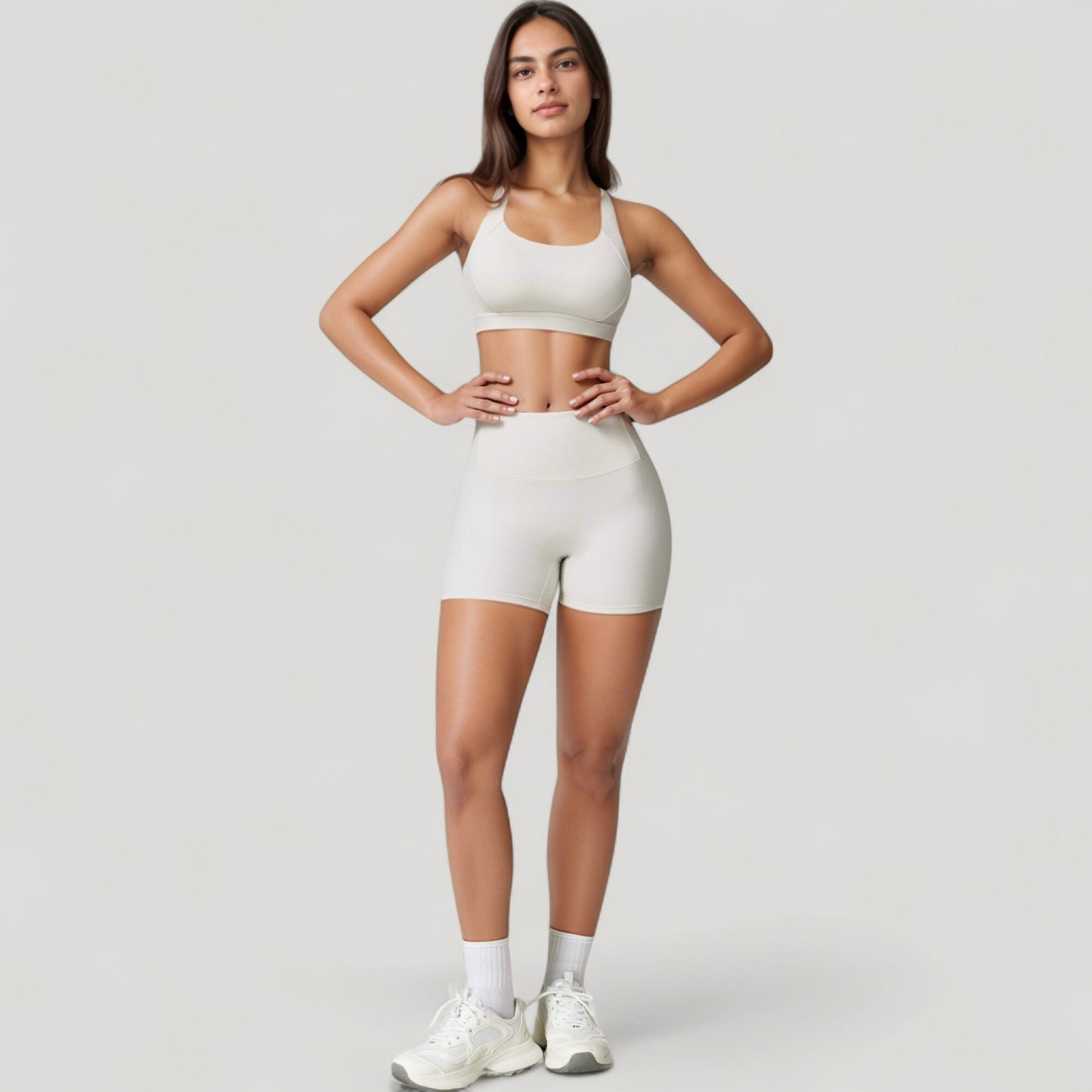 High Waist Compression Athletic Shorts with Supportive Stretch Fit and Streamlined Seams