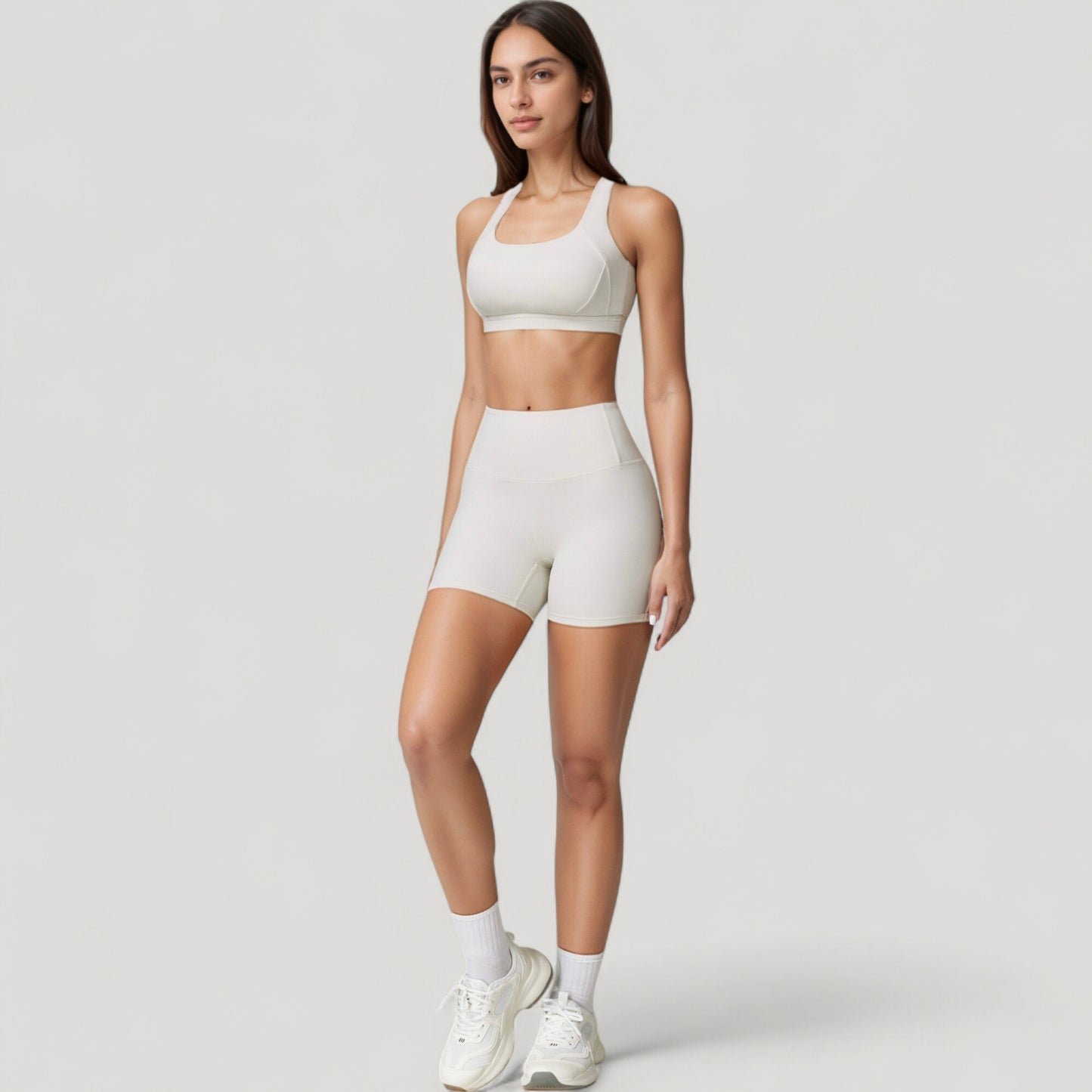 High Waist Compression Athletic Shorts with Supportive Stretch Fit and Streamlined Seams