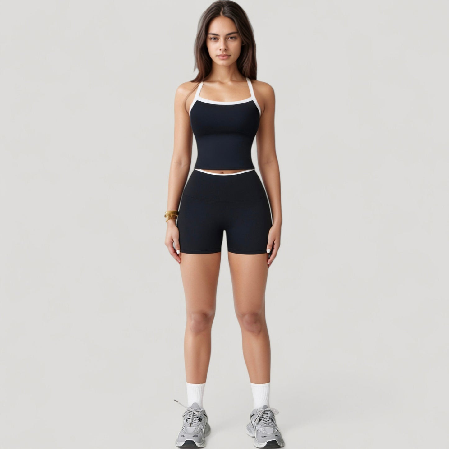 High Waist Athletic Shorts with Stretch Fabric and Contour Fit Waistband