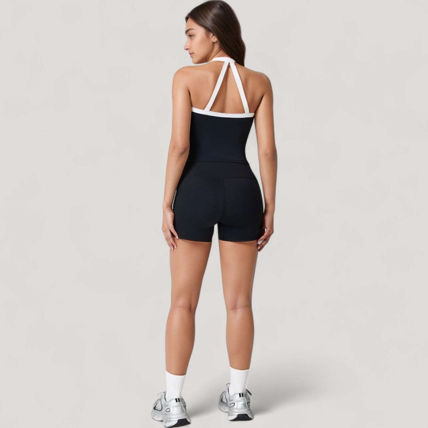 High Waist Athletic Shorts with Stretch Fabric and Contour Fit Waistband