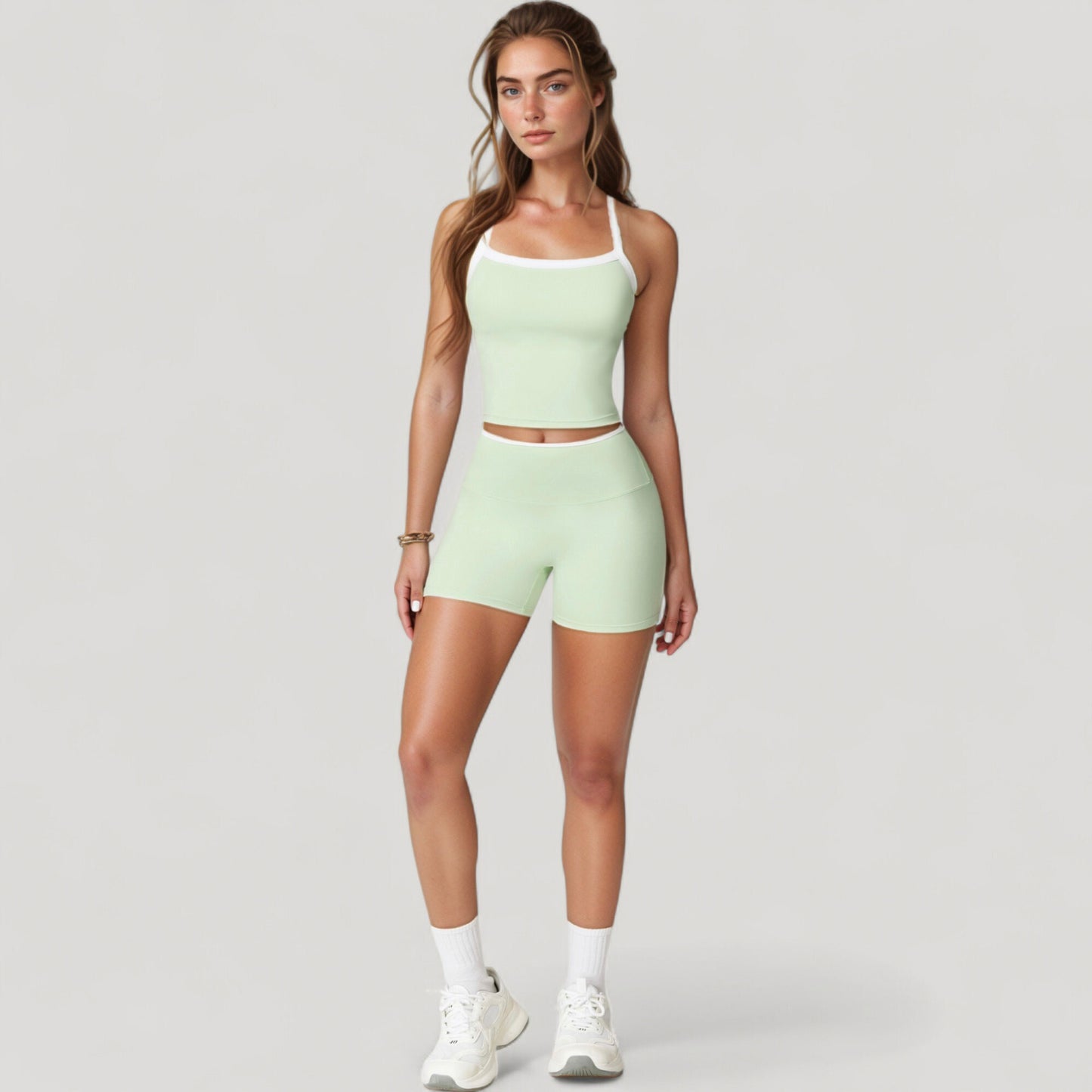 High Waist Athletic Shorts with Stretch Fabric and Contour Fit Waistband