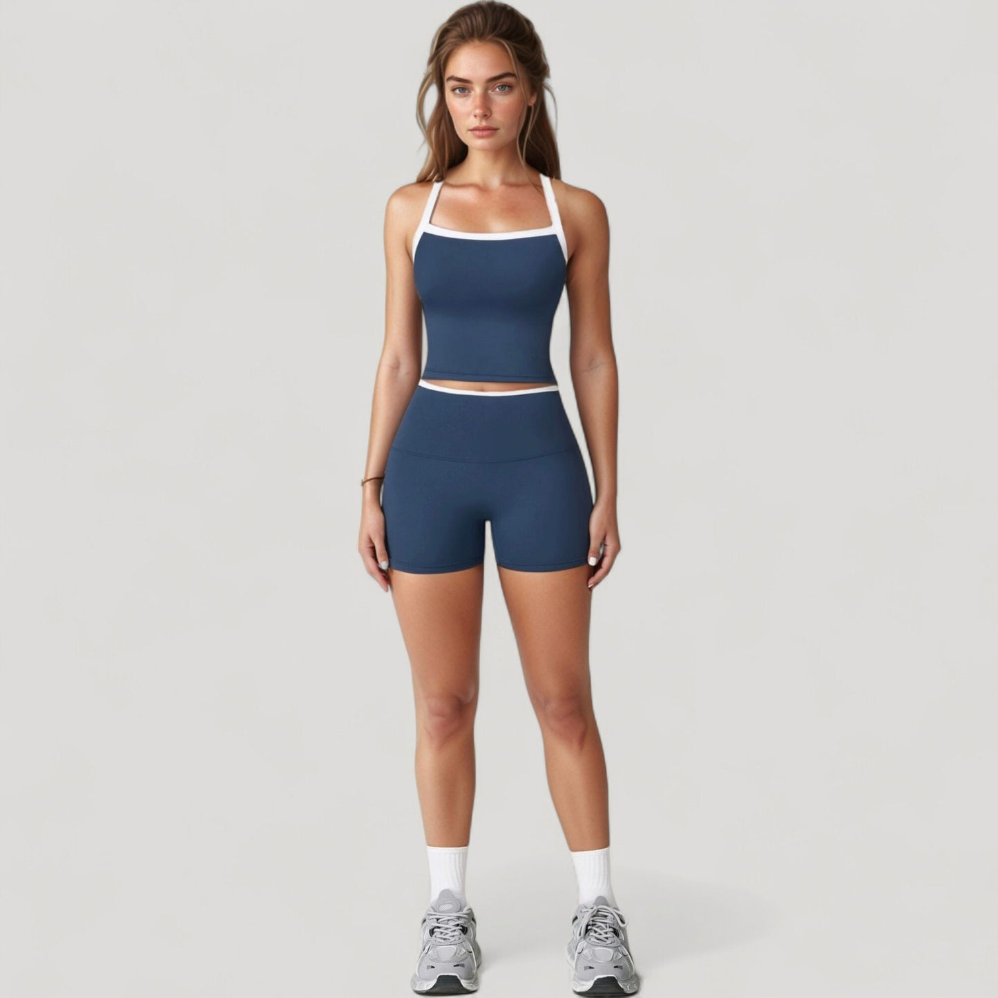 High Waist Athletic Shorts with Stretch Fabric and Contour Fit Waistband