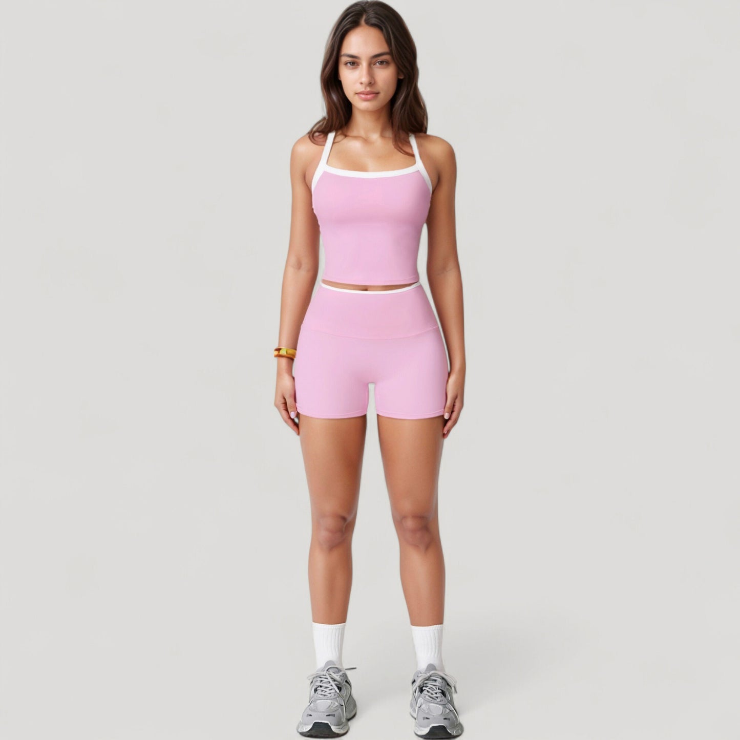 High Waist Athletic Shorts with Stretch Fabric and Contour Fit Waistband